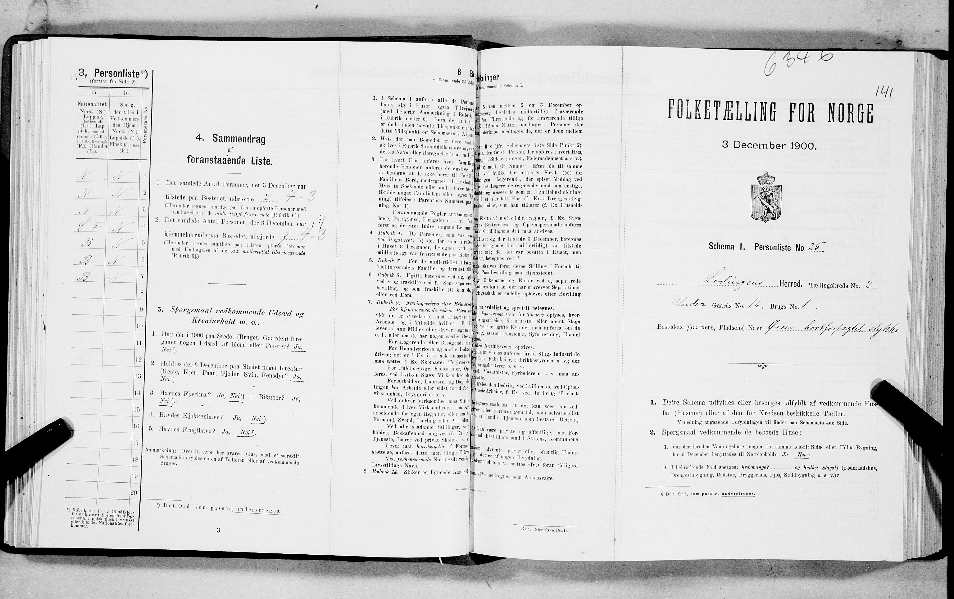 SAT, Folketelling 1900 for 1851 Lødingen herred, 1900, s. 141