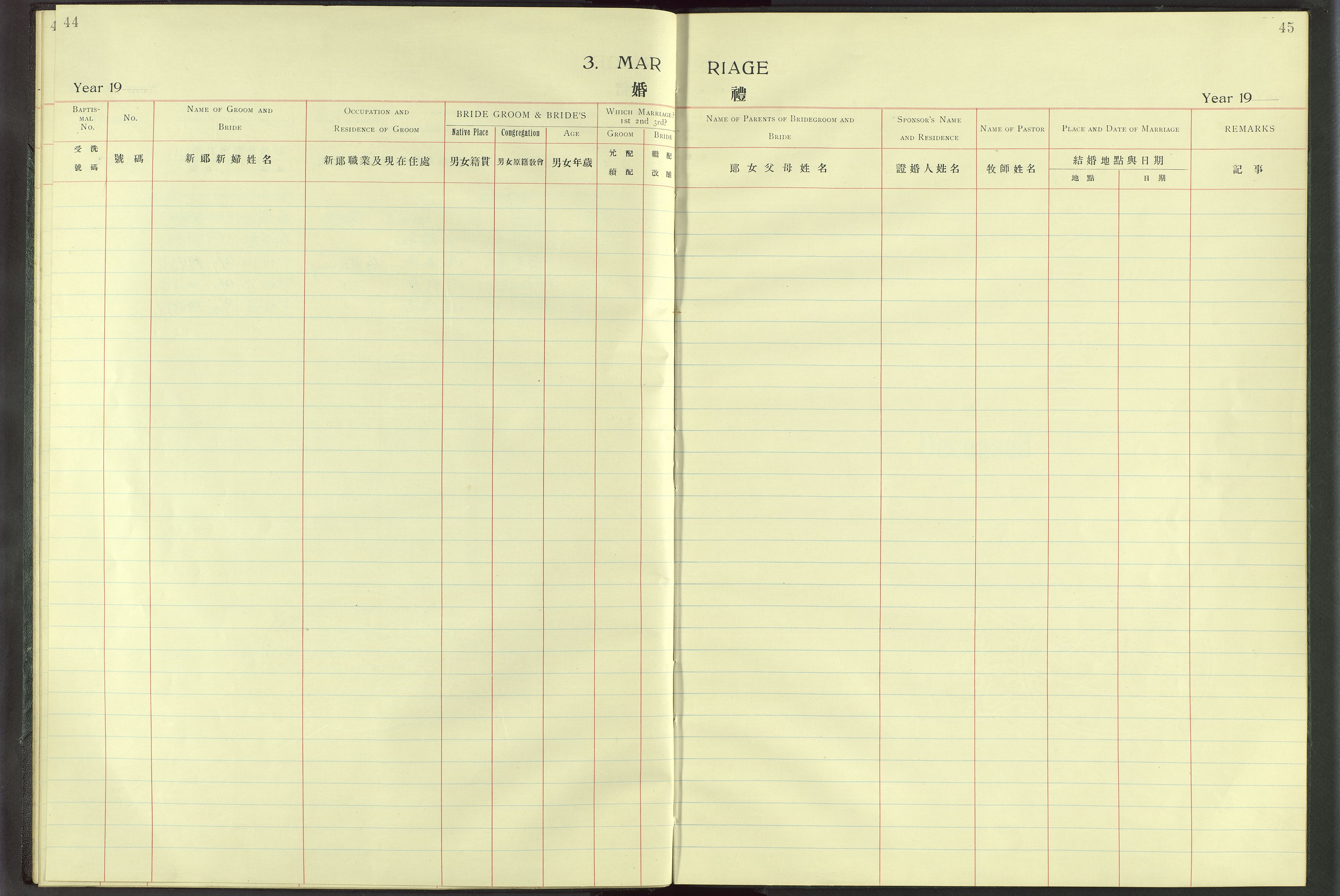 Det Norske Misjonsselskap - utland - Kina (Hunan), VID/MA-A-1065/Dm/L0010: Ministerialbok nr. 55, 1908-1948, s. 44-45