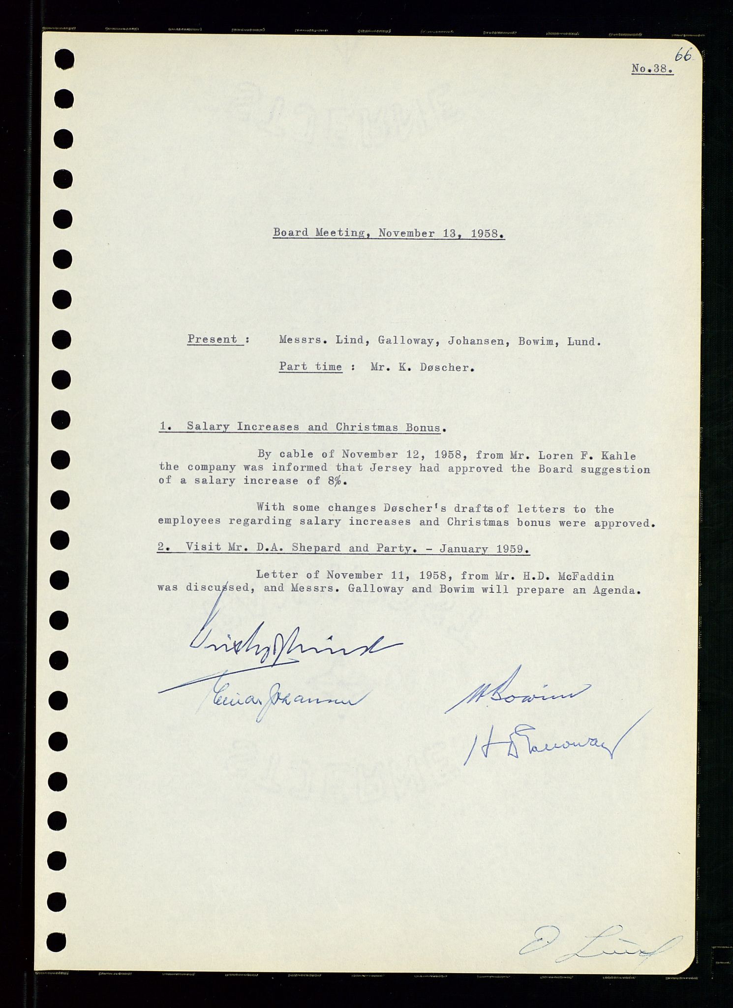 Pa 0982 - Esso Norge A/S, AV/SAST-A-100448/A/Aa/L0001/0001: Den administrerende direksjon Board minutes (styrereferater) / Den administrerende direksjon Board minutes (styrereferater), 1958-1959, s. 66