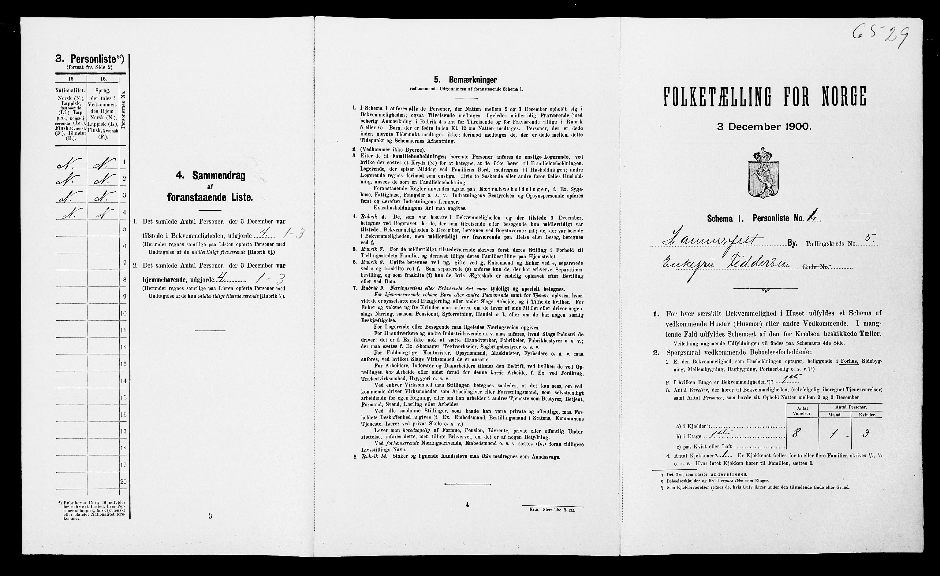 SATØ, Folketelling 1900 for 2001 Hammerfest kjøpstad, 1900, s. 529