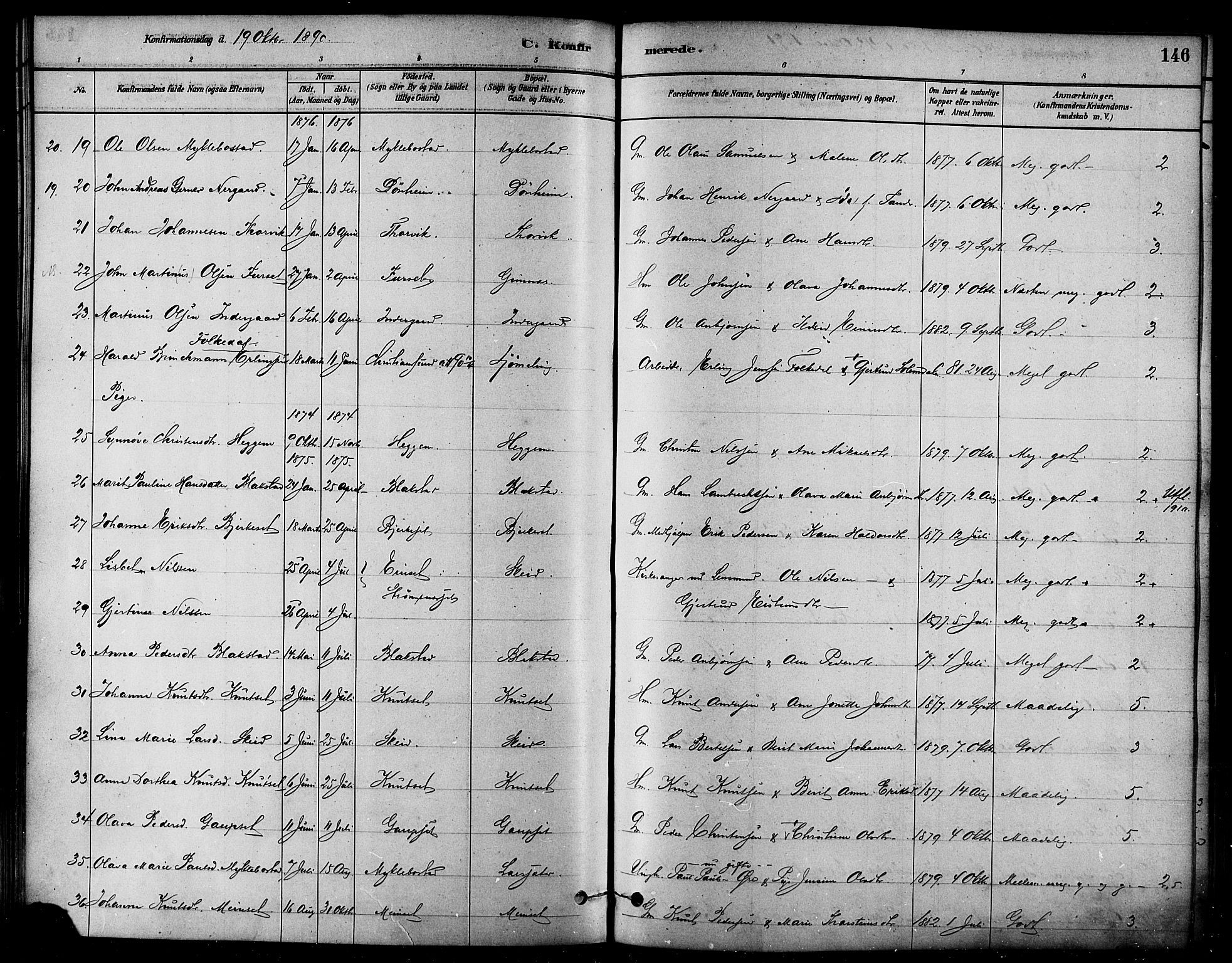 Ministerialprotokoller, klokkerbøker og fødselsregistre - Møre og Romsdal, SAT/A-1454/584/L0967: Ministerialbok nr. 584A07, 1879-1894, s. 146