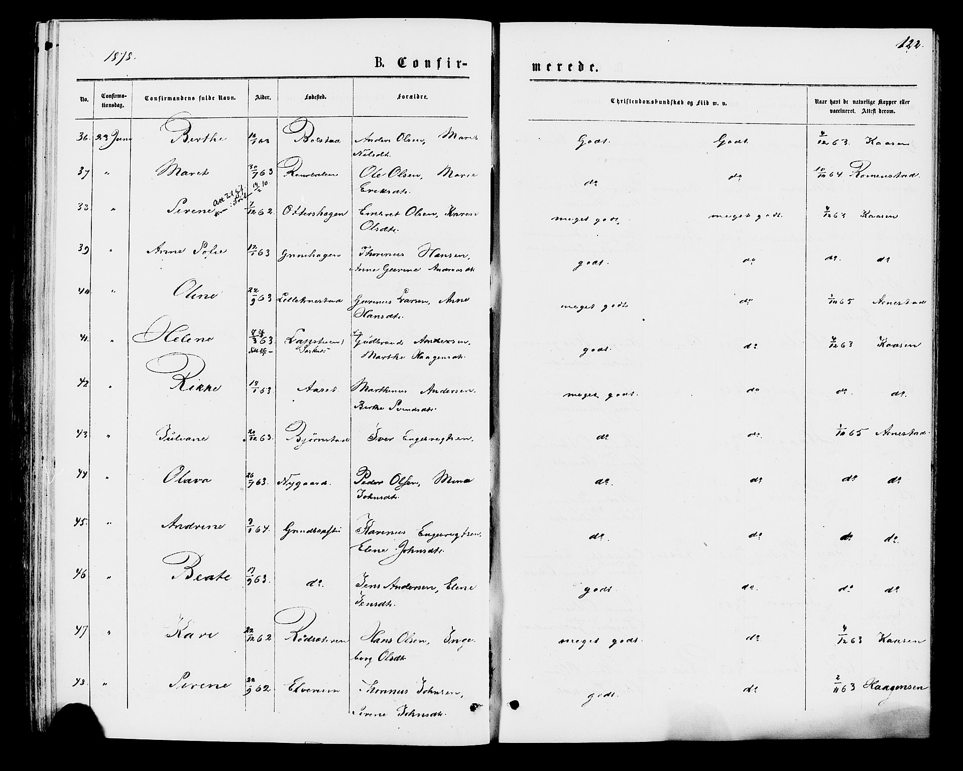 Åmot prestekontor, Hedmark, AV/SAH-PREST-056/H/Ha/Haa/L0009: Ministerialbok nr. 9, 1875-1883, s. 122