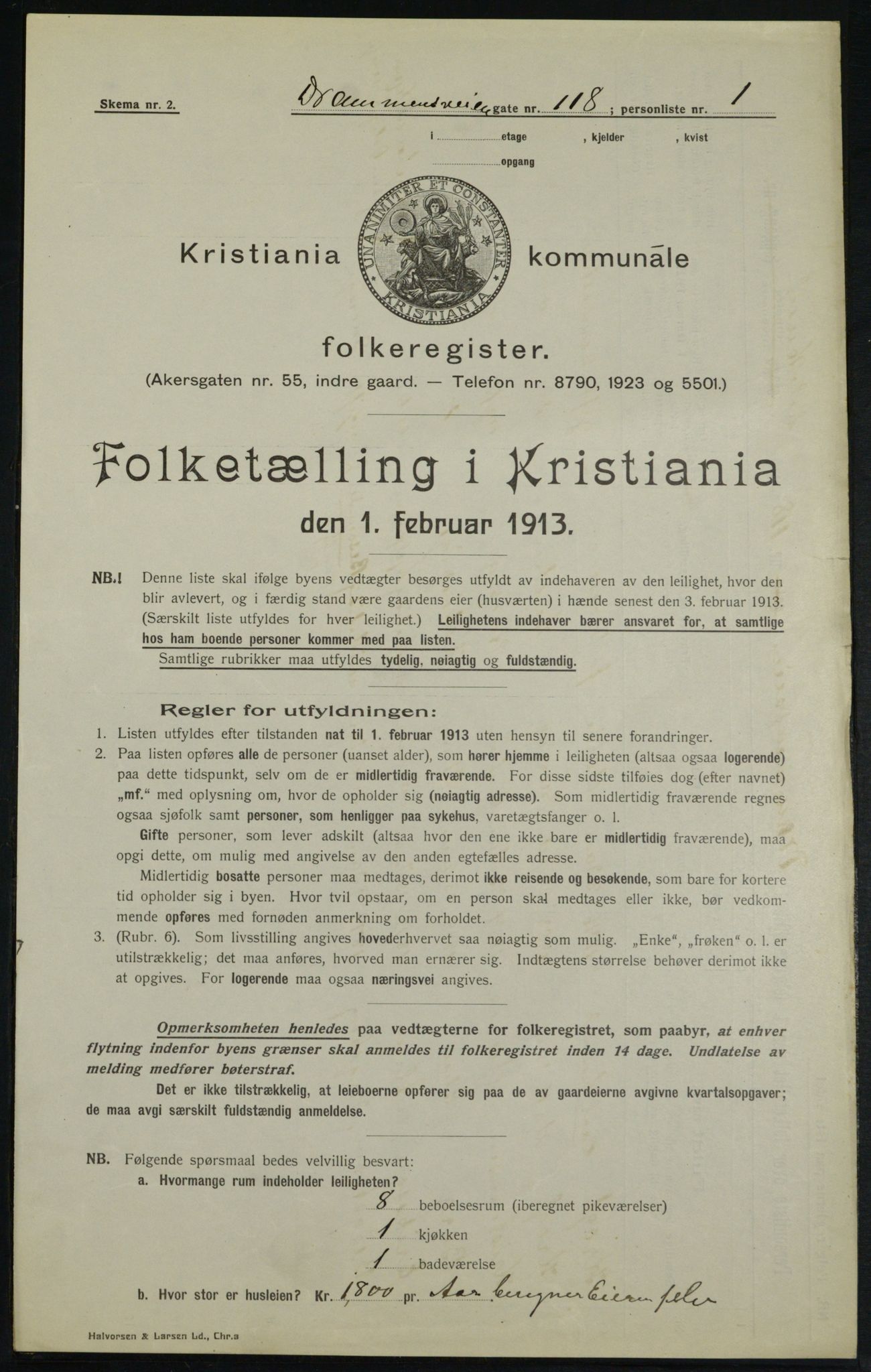 OBA, Kommunal folketelling 1.2.1913 for Kristiania, 1913, s. 17191