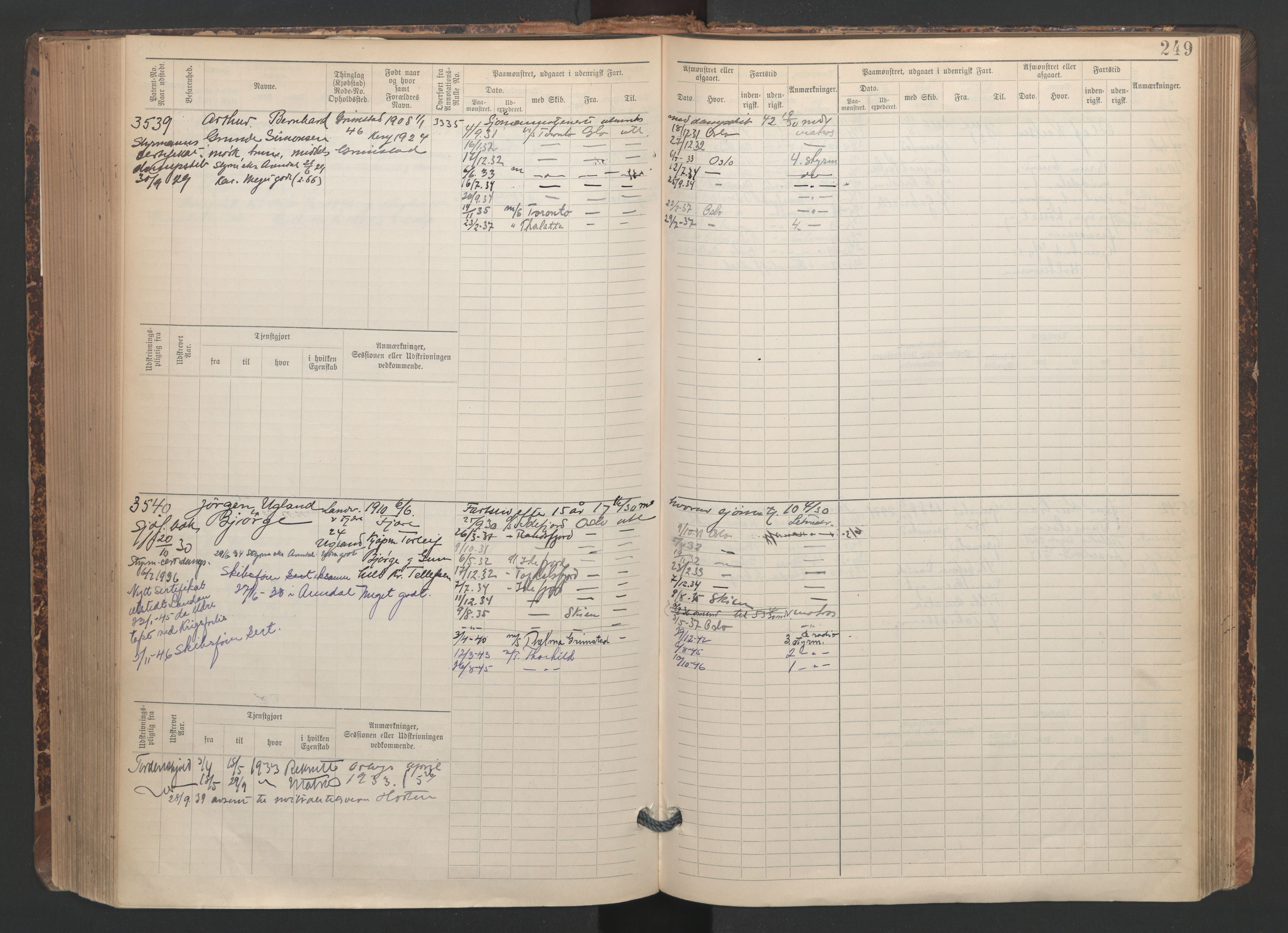 Grimstad mønstringskrets, AV/SAK-2031-0013/F/Fb/L0005: Hovedrulle A nr 3043-3804, F-8, 1900-1948, s. 252