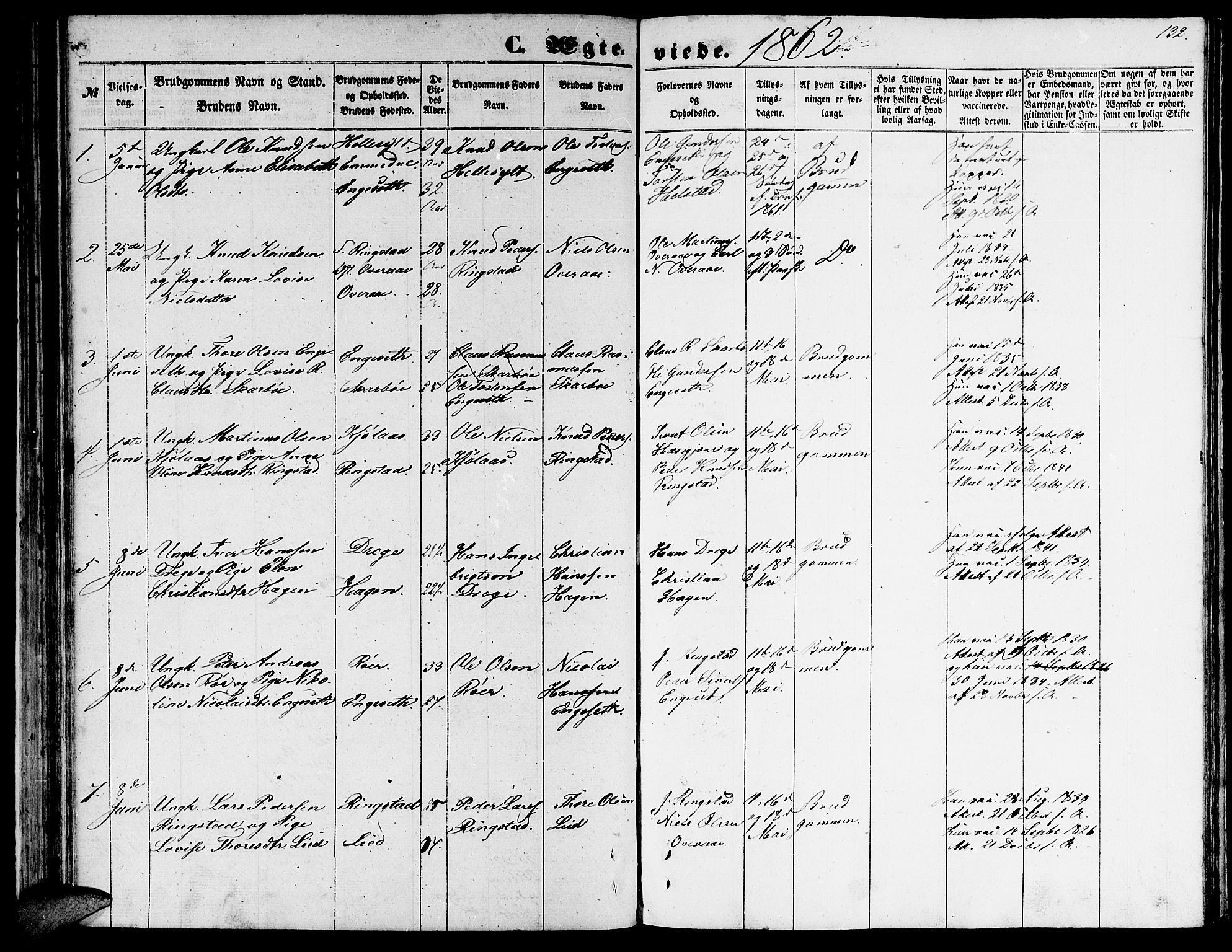 Ministerialprotokoller, klokkerbøker og fødselsregistre - Møre og Romsdal, AV/SAT-A-1454/520/L0291: Klokkerbok nr. 520C03, 1854-1881, s. 132