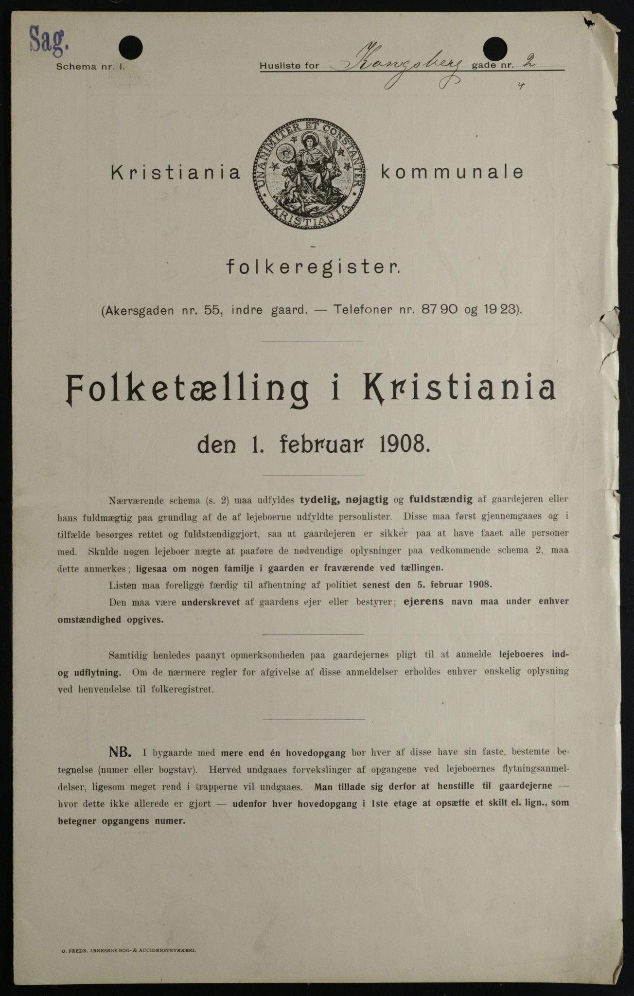 OBA, Kommunal folketelling 1.2.1908 for Kristiania kjøpstad, 1908, s. 47132