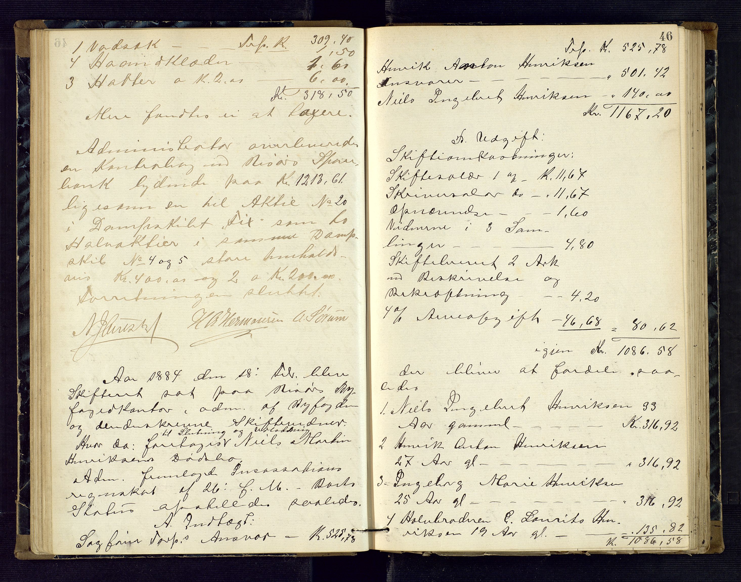 Risør byfogd, AV/SAK-1222-0005/H/Hc/L0004: Skifteprotokoll nr. 3B, 1882-1886, s. 46