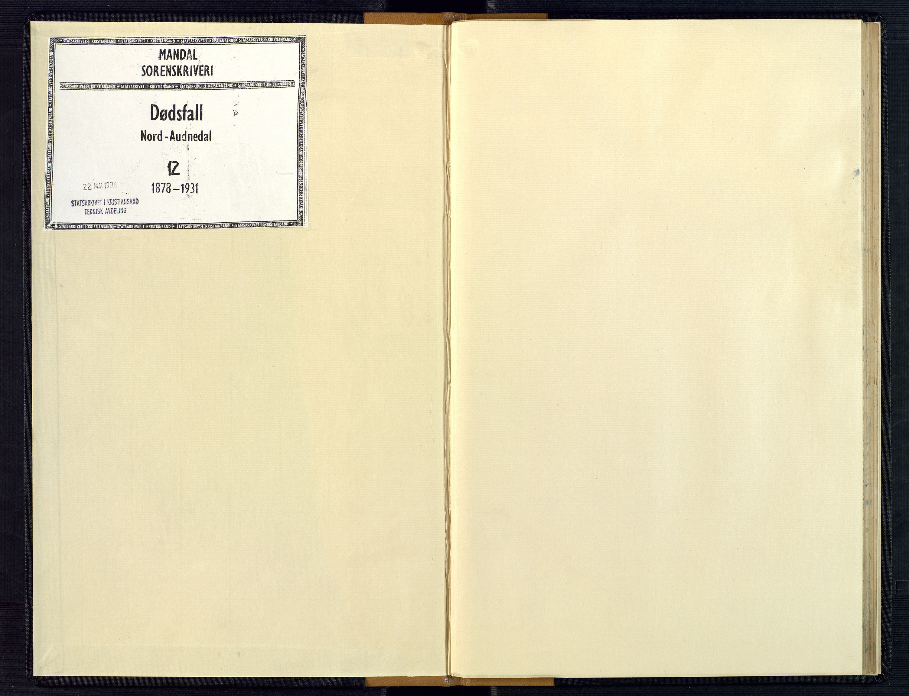Mandal sorenskriveri, AV/SAK-1221-0005/001/H/Ha/L0013: Dødsfall Nord-Audnedal nr 12, 1878-1931