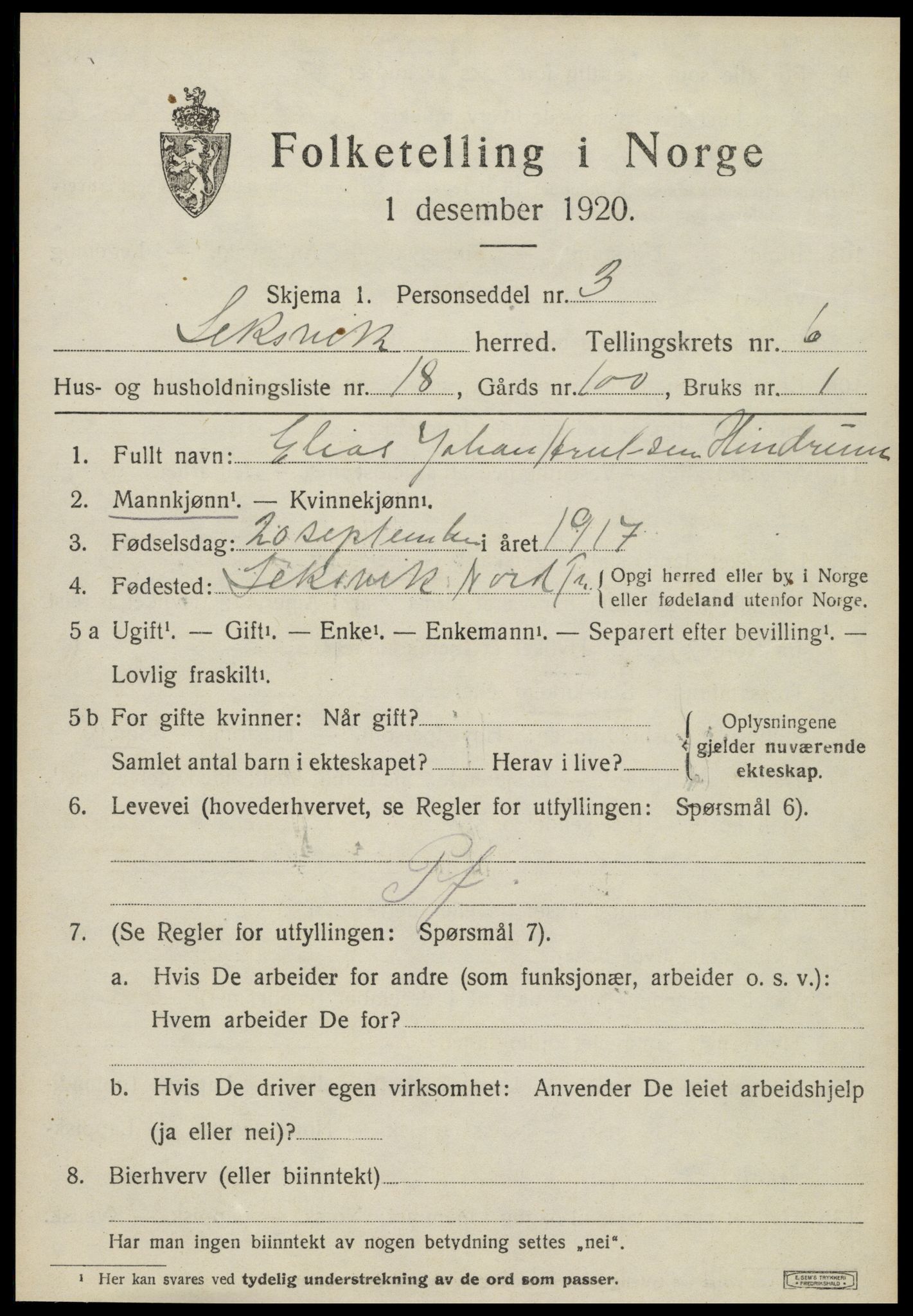 SAT, Folketelling 1920 for 1718 Leksvik herred, 1920, s. 5646