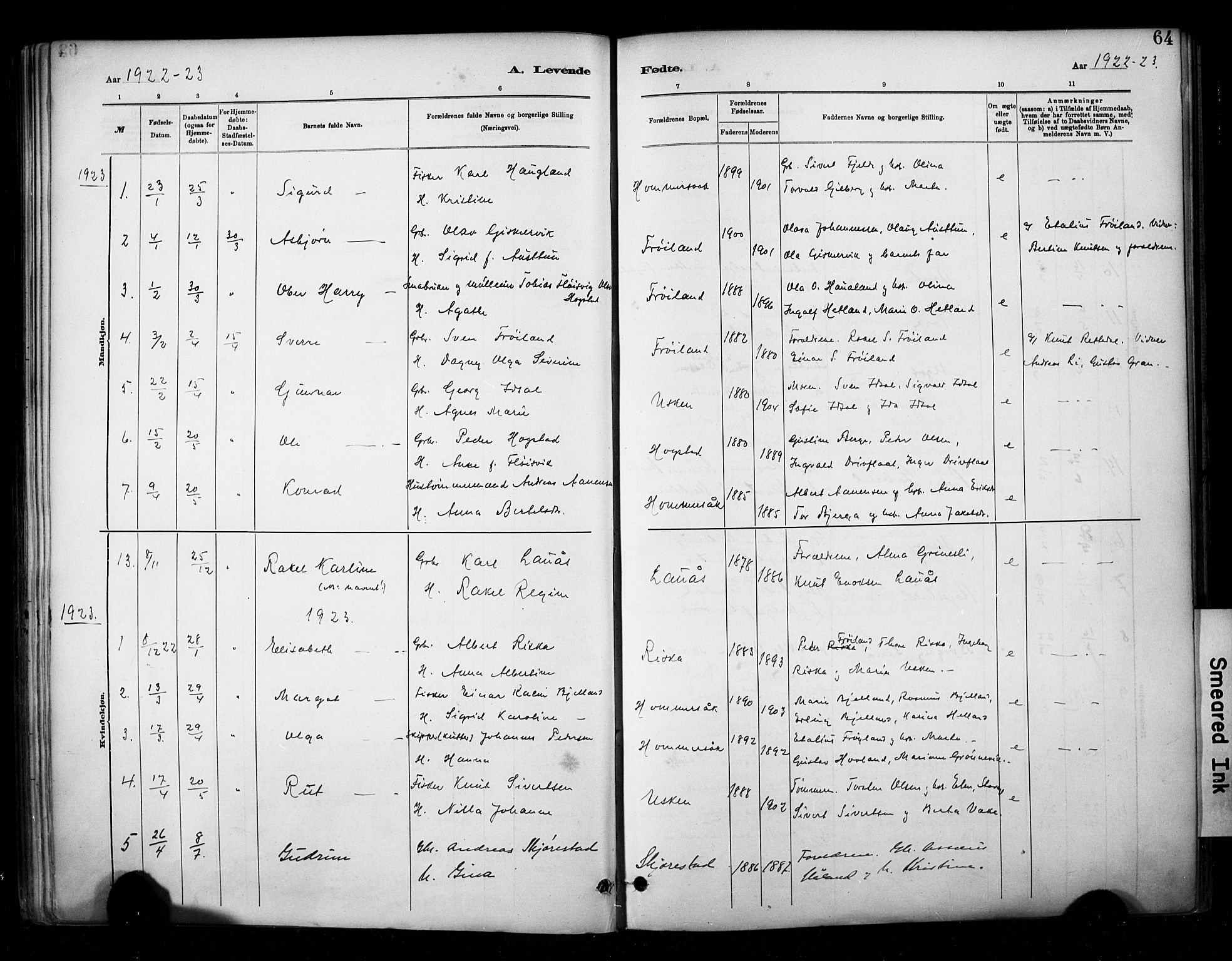 Hetland sokneprestkontor, SAST/A-101826/30/30BA/L0010: Ministerialbok nr. A 10, 1882-1925, s. 64