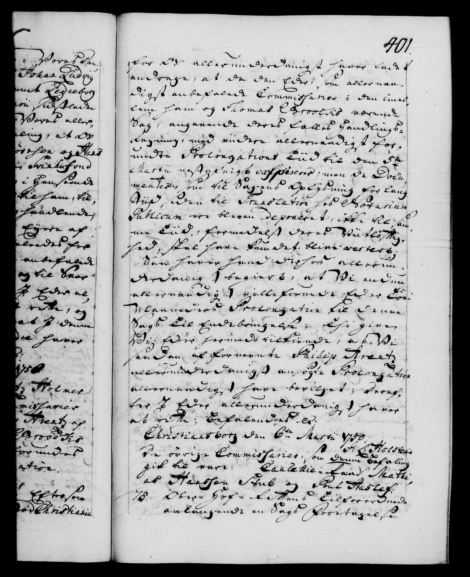 Danske Kanselli 1572-1799, AV/RA-EA-3023/F/Fc/Fca/Fcab/L0032: Norske tegnelser, 1749-1750, s. 401a