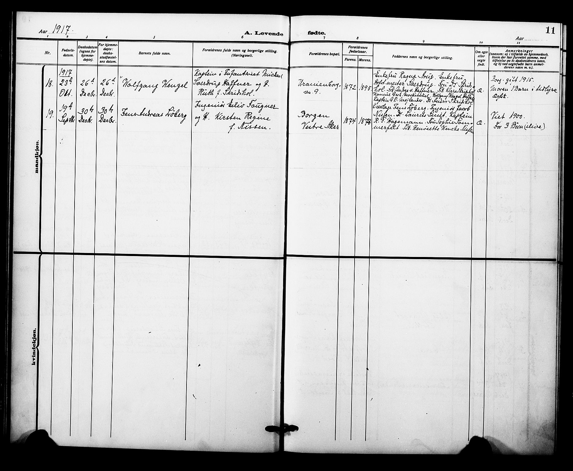 Garnisonsmenigheten Kirkebøker, SAO/A-10846/F/Fa/L0015: Ministerialbok nr. 15, 1915-1921, s. 11