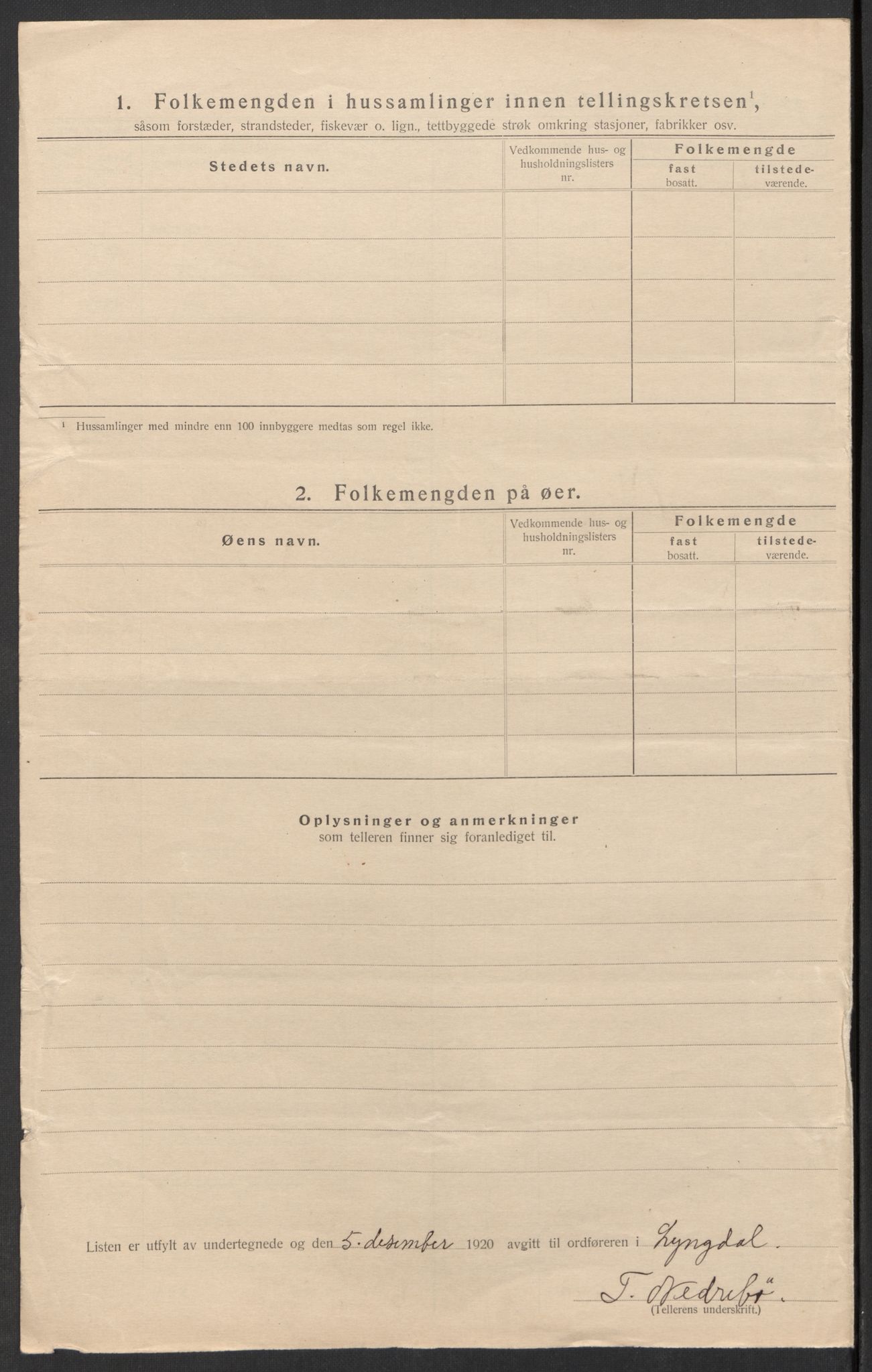 SAK, Folketelling 1920 for 1032 Lyngdal herred, 1920, s. 41