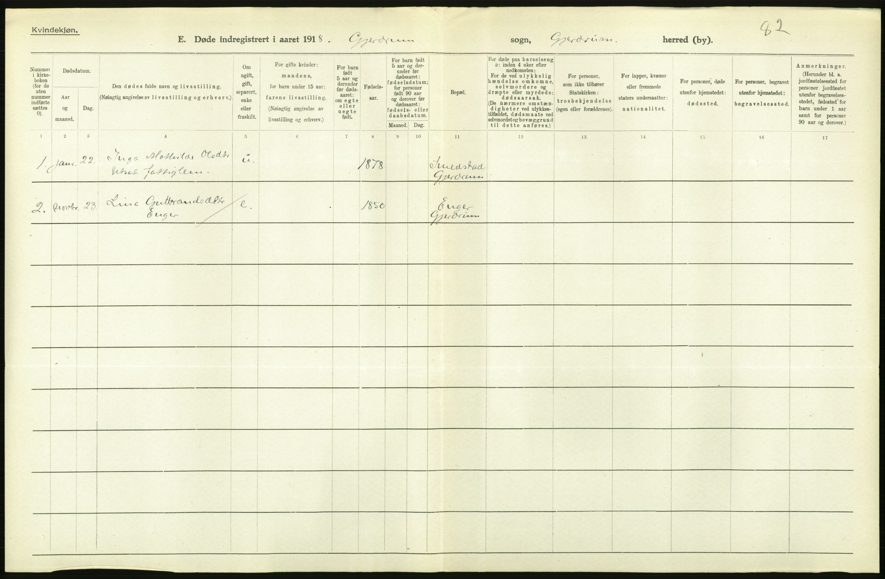 Statistisk sentralbyrå, Sosiodemografiske emner, Befolkning, RA/S-2228/D/Df/Dfb/Dfbh/L0006: Akershus fylke: Døde. Bygder og byer., 1918, s. 592