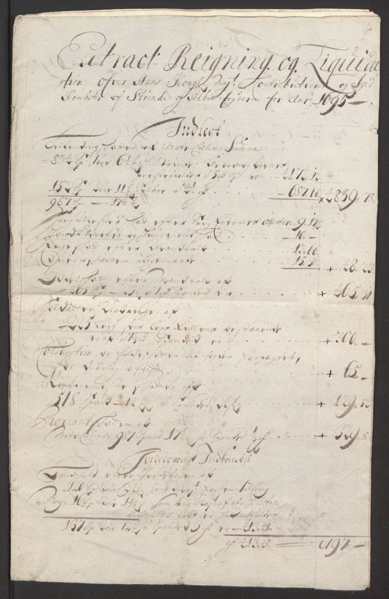 Rentekammeret inntil 1814, Reviderte regnskaper, Fogderegnskap, RA/EA-4092/R61/L4105: Fogderegnskap Strinda og Selbu, 1695, s. 16