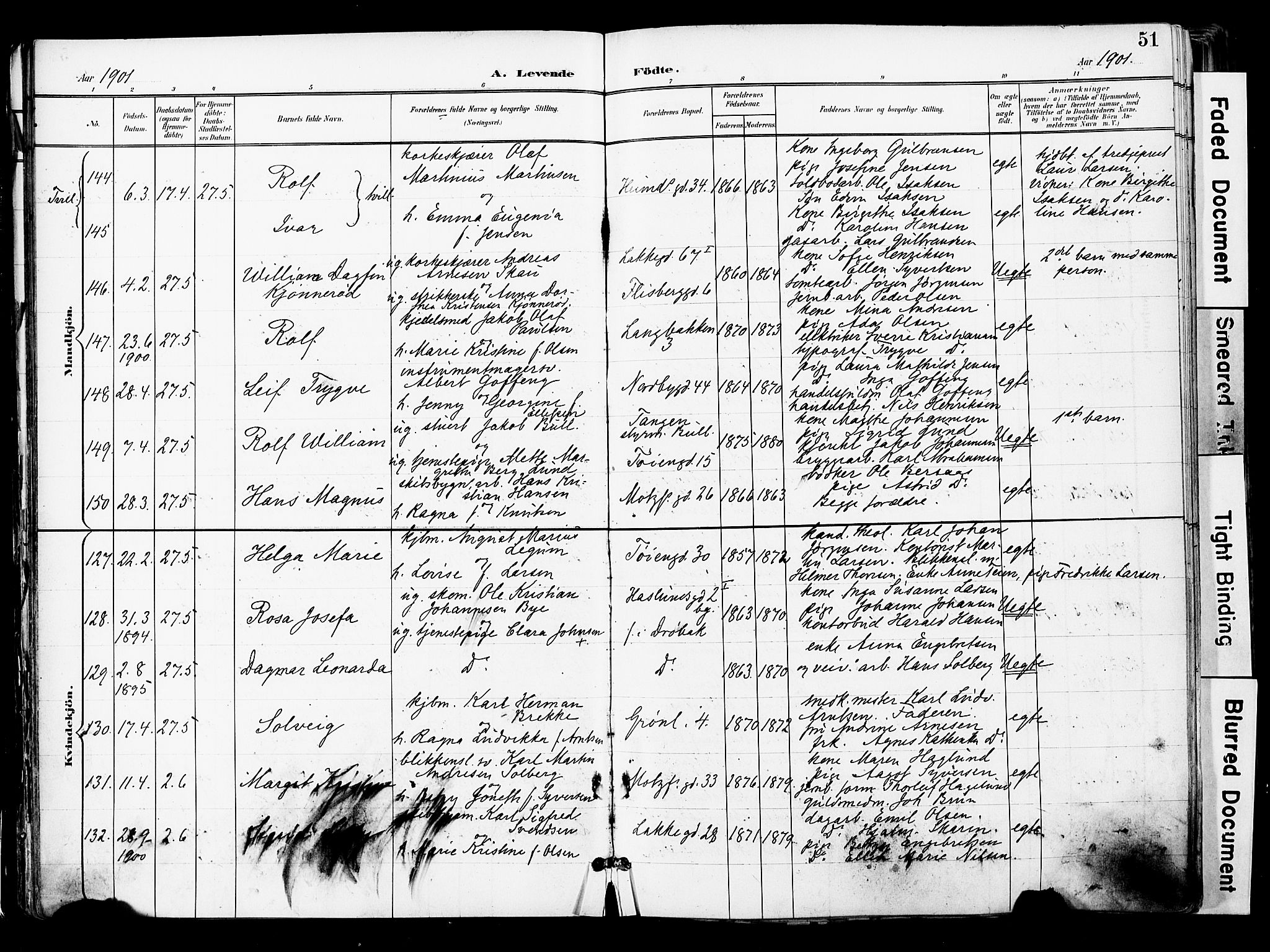 Grønland prestekontor Kirkebøker, AV/SAO-A-10848/F/Fa/L0014: Ministerialbok nr. 14, 1900-1911, s. 51