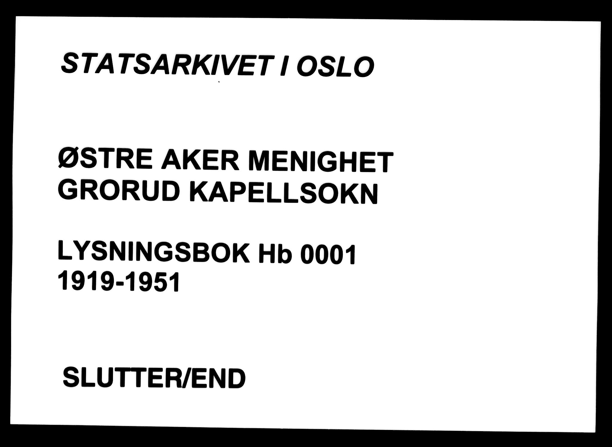 Østre Aker prestekontor Kirkebøker, AV/SAO-A-10840/H/Hb/L0001: Lysningsprotokoll nr. II 1, 1919-1951