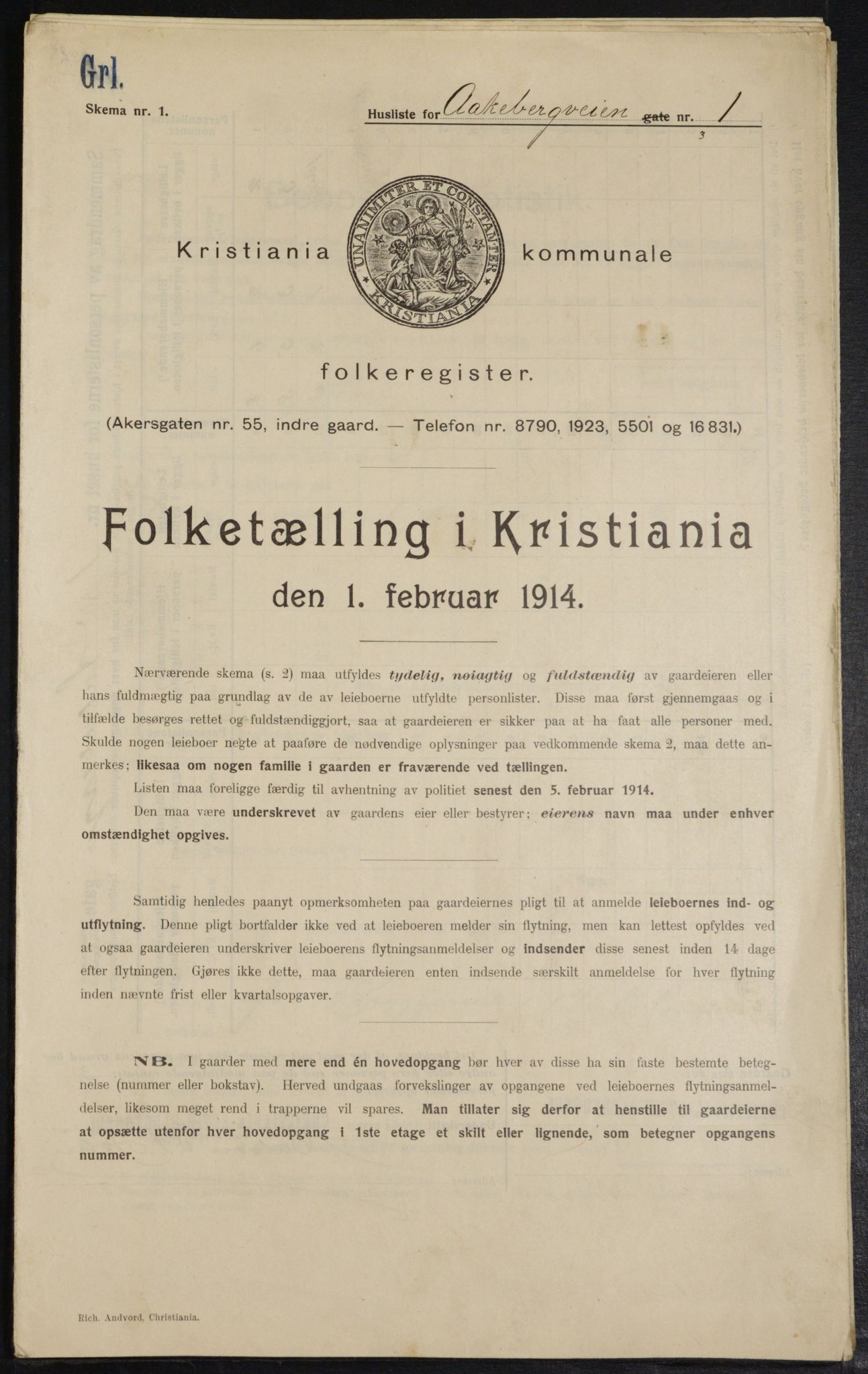 OBA, Kommunal folketelling 1.2.1914 for Kristiania, 1914, s. 131309