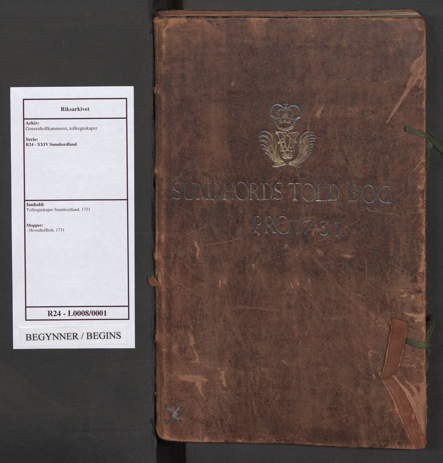 Generaltollkammeret, tollregnskaper, RA/EA-5490/R24/L0008/0001: Tollregnskaper Sunnhordland / Hovedtollbok, 1731