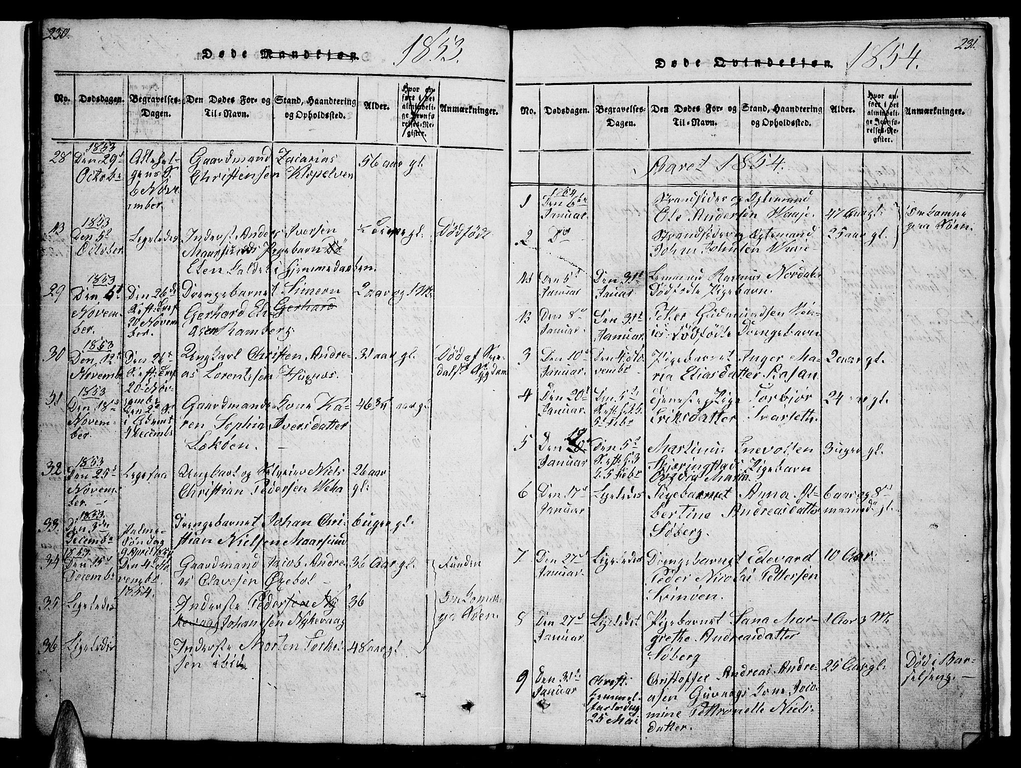 Ministerialprotokoller, klokkerbøker og fødselsregistre - Nordland, SAT/A-1459/891/L1312: Klokkerbok nr. 891C01, 1820-1856, s. 230-231