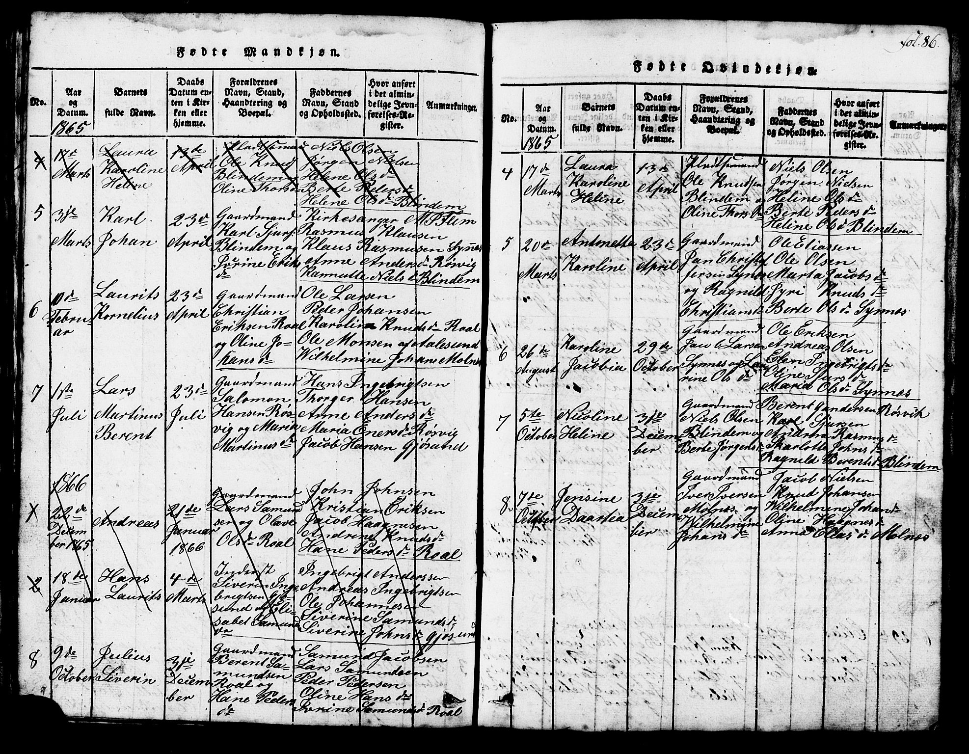 Ministerialprotokoller, klokkerbøker og fødselsregistre - Møre og Romsdal, SAT/A-1454/537/L0520: Klokkerbok nr. 537C01, 1819-1868, s. 86