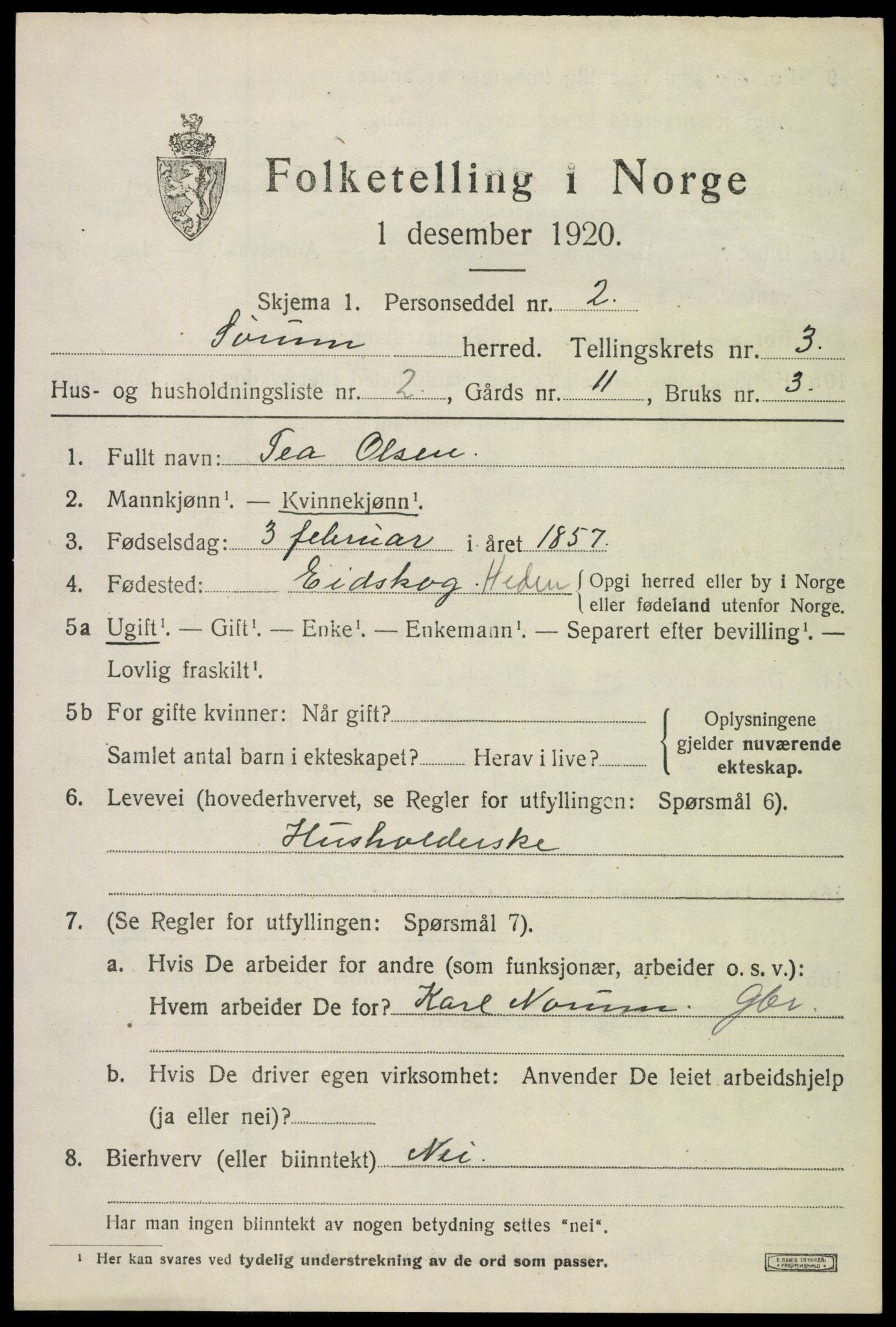 SAO, Folketelling 1920 for 0226 Sørum herred, 1920, s. 2205