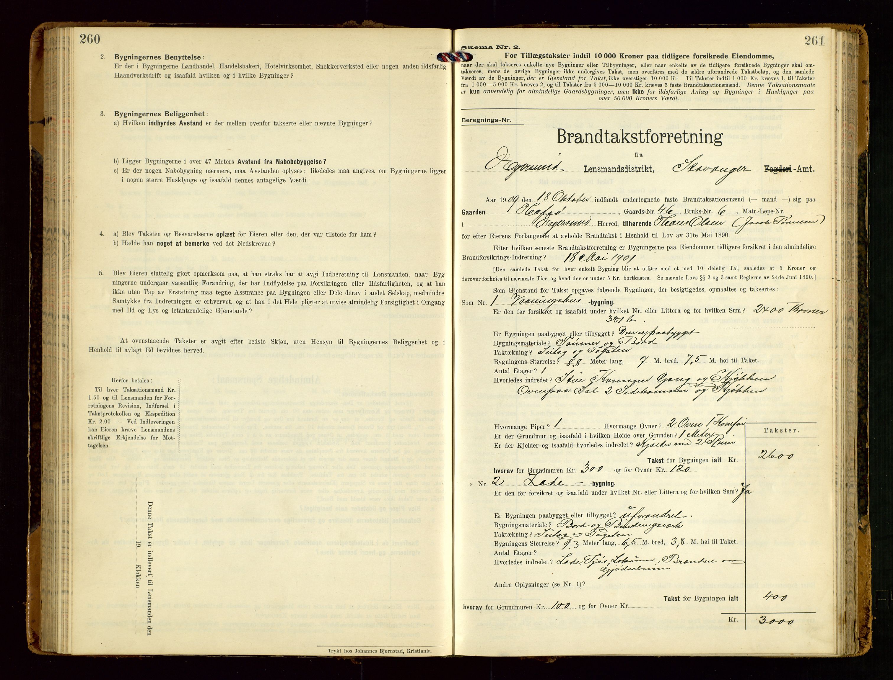 Eigersund lensmannskontor, AV/SAST-A-100171/Gob/L0002: "Brandtakstprotokol", 1910-1916, s. 260-261