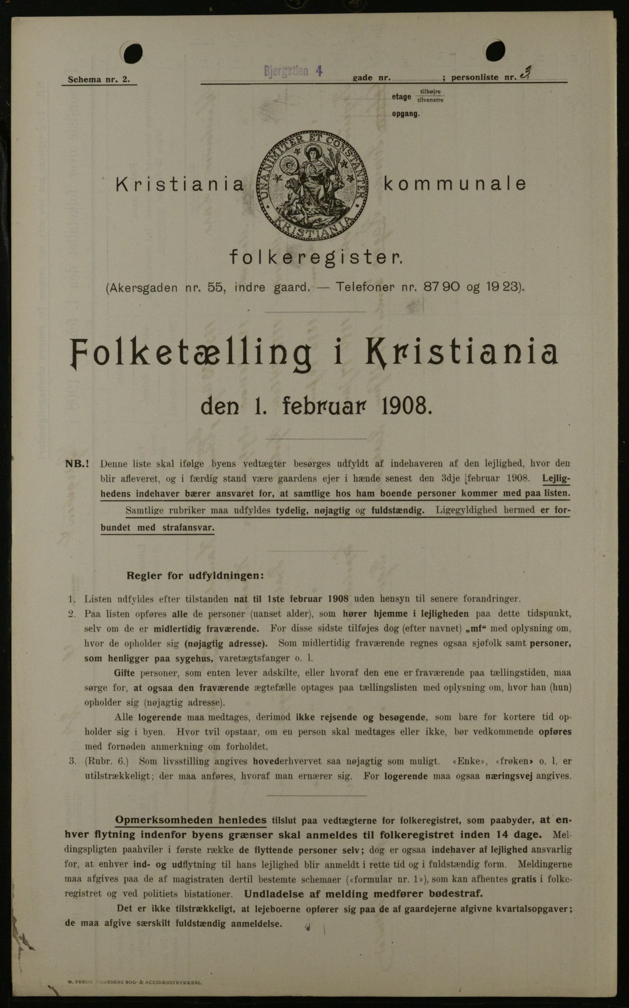 OBA, Kommunal folketelling 1.2.1908 for Kristiania kjøpstad, 1908, s. 4350