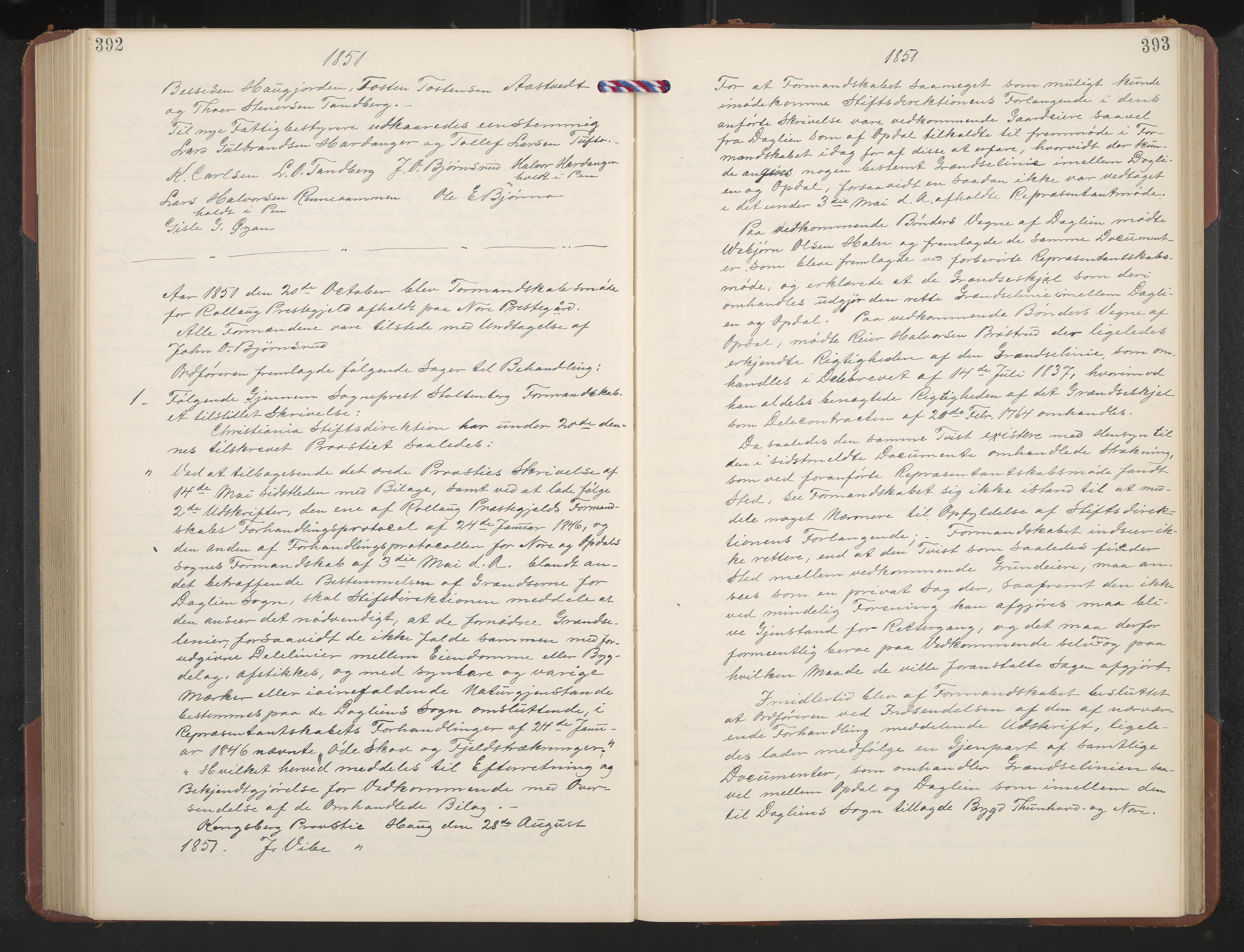 Rollag formannskap og sentraladministrasjon, IKAK/0632021-2/A/Aa/L0001: Møtebok med register, 1837-1859, s. 392-393