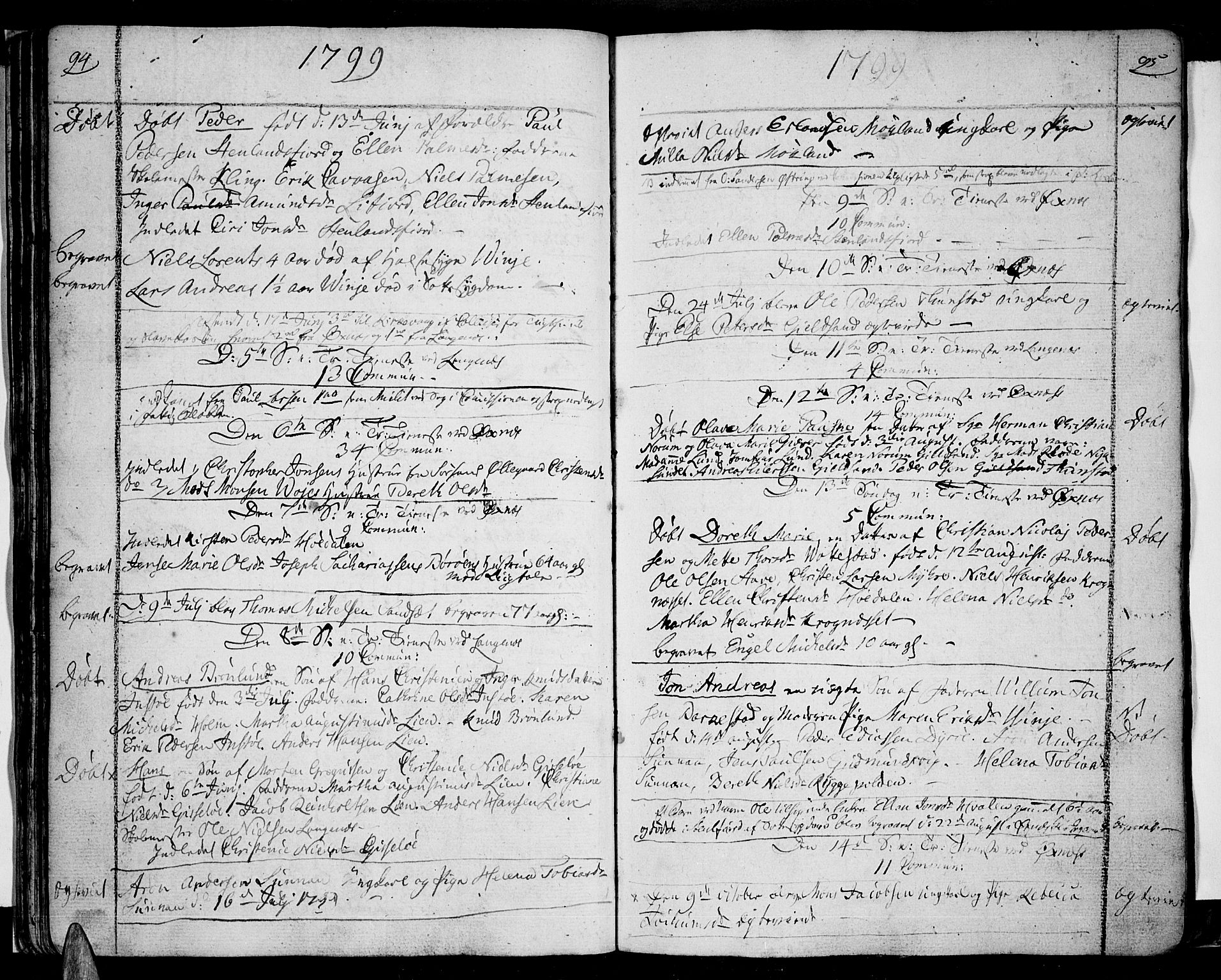 Ministerialprotokoller, klokkerbøker og fødselsregistre - Nordland, AV/SAT-A-1459/893/L1330: Ministerialbok nr. 893A03, 1791-1820, s. 94-95