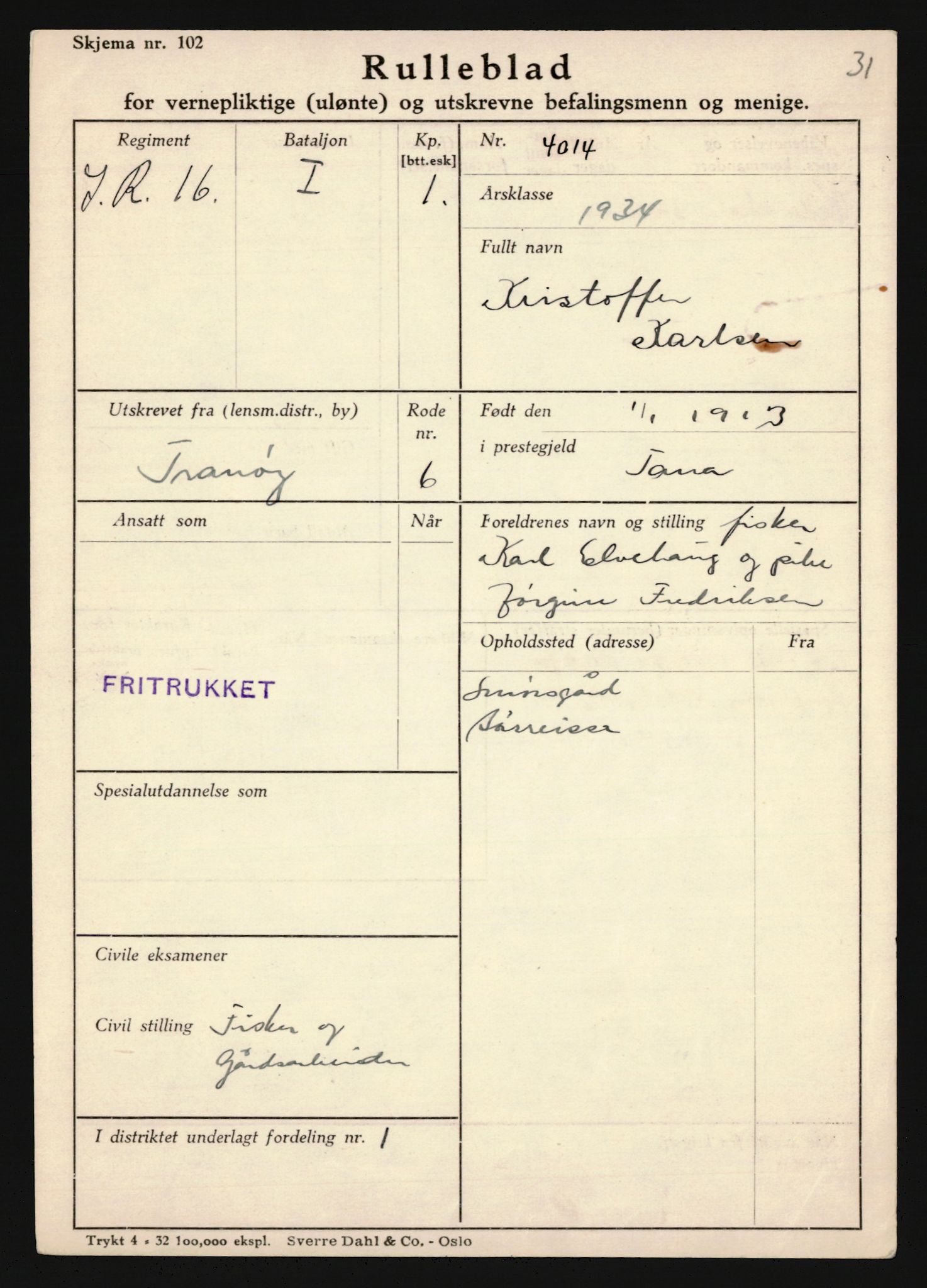 Forsvaret, Troms infanteriregiment nr. 16, AV/RA-RAFA-3146/P/Pa/L0018: Rulleblad for regimentets menige mannskaper, årsklasse 1934, 1934, s. 623