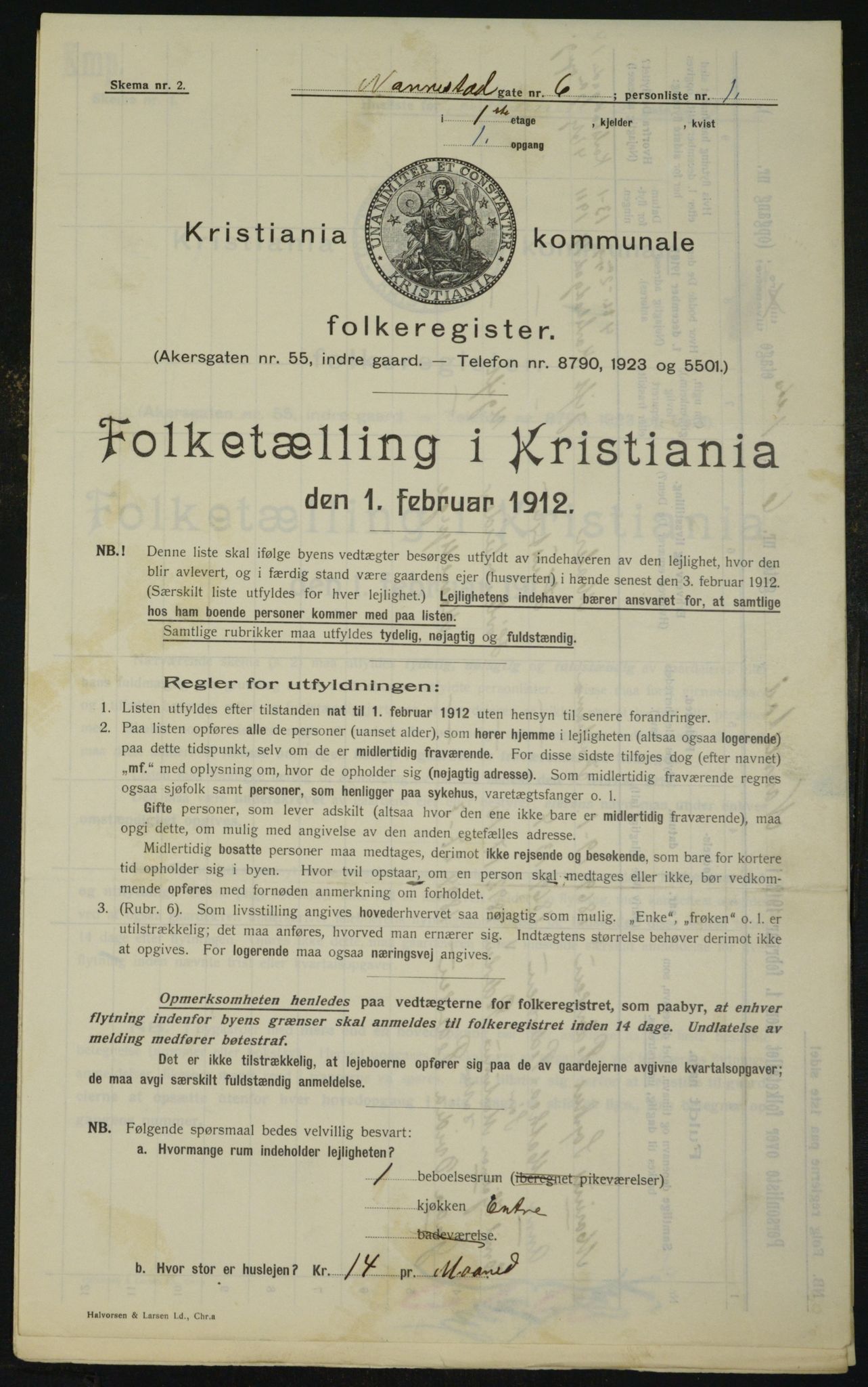 OBA, Kommunal folketelling 1.2.1912 for Kristiania, 1912, s. 69703