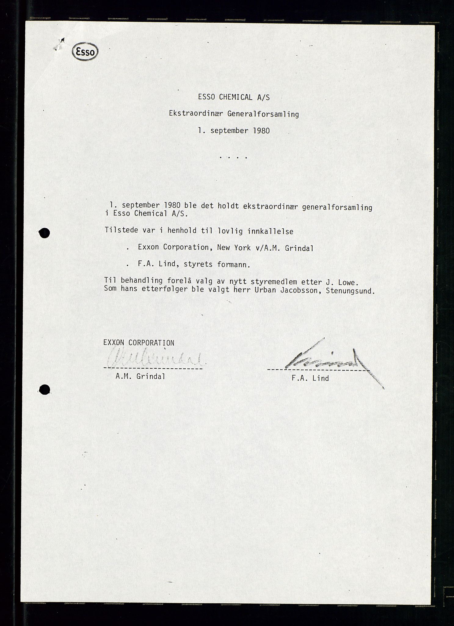 PA 1538 - Exxon Chemical Norge A/S, AV/SAST-A-101958/A/Aa/L0001/0003: Generalforsamlinger og styreprotokoller / Generalforsamlinger, 1980-1982