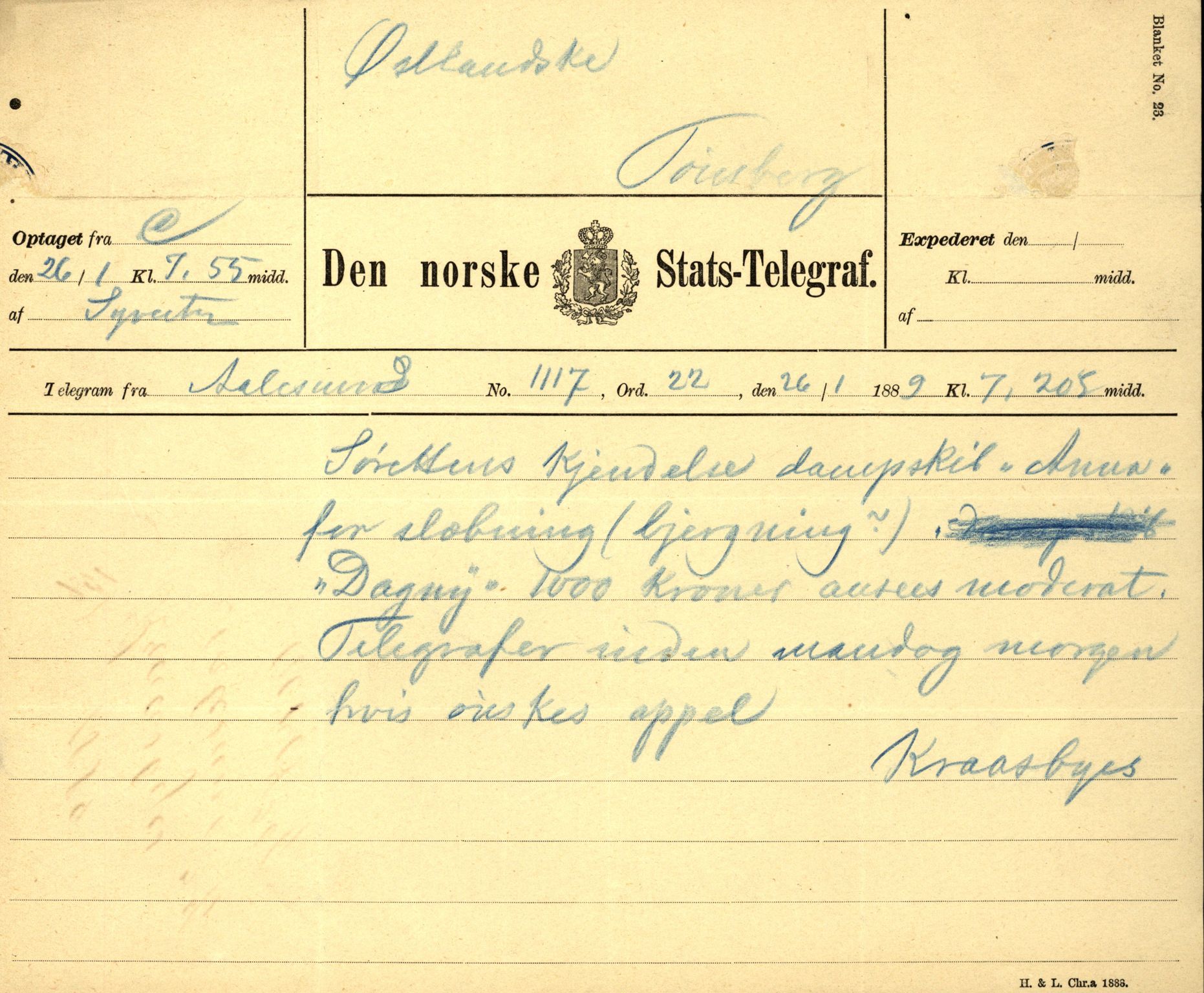 Pa 63 - Østlandske skibsassuranceforening, VEMU/A-1079/G/Ga/L0022/0004: Havaridokumenter / Try, Tre Brødre, Vidar, Elisa, Dagny, 1888, s. 102