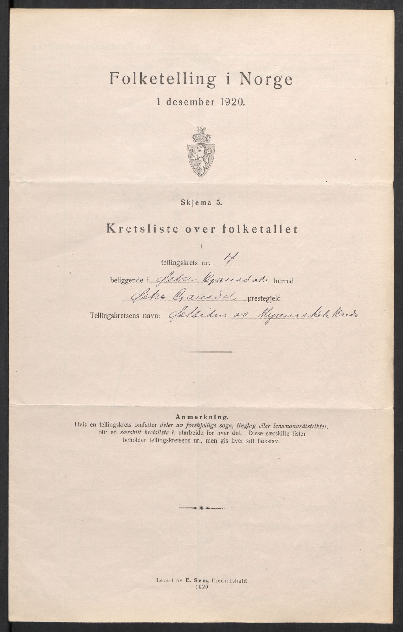 SAH, Folketelling 1920 for 0522 Østre Gausdal herred, 1920, s. 17