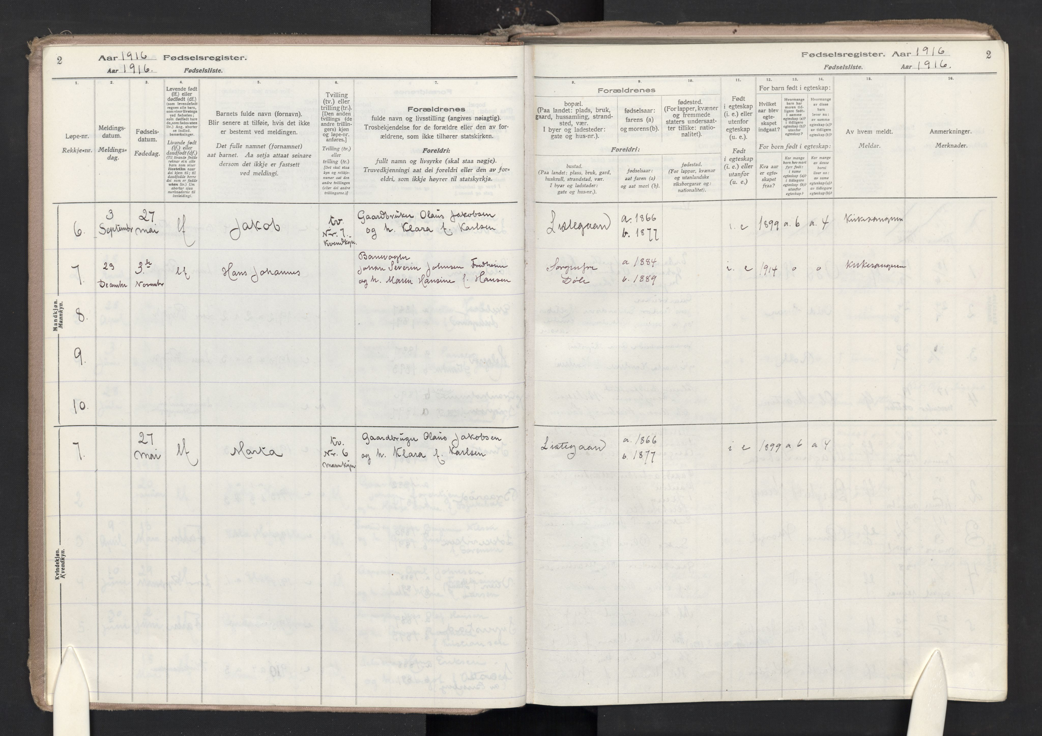 Skjeberg prestekontor Kirkebøker, SAO/A-10923/J/Jc/L0001: Fødselsregister nr. III 1, 1916-1986, s. 2