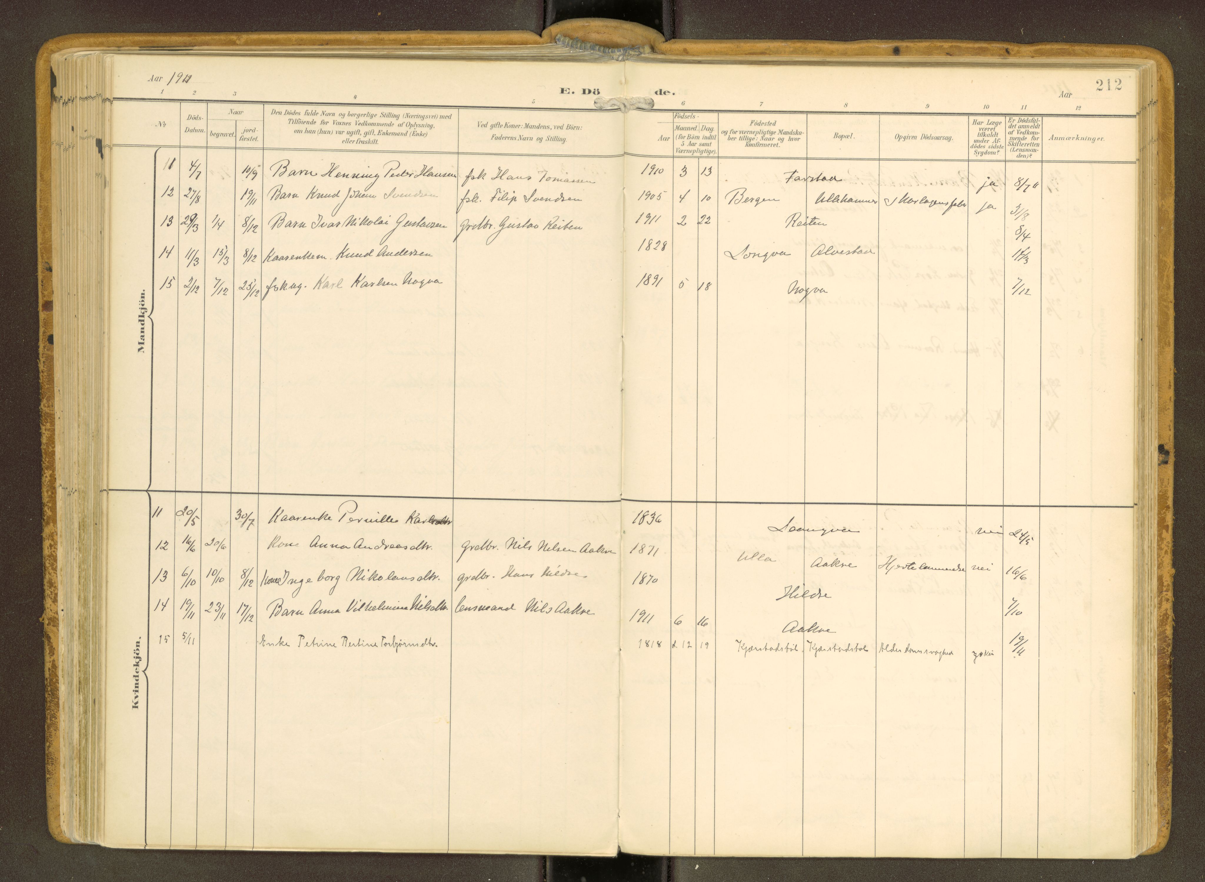 Ministerialprotokoller, klokkerbøker og fødselsregistre - Møre og Romsdal, AV/SAT-A-1454/536/L0517: Ministerialbok nr. 536A--, 1897-1917, s. 212