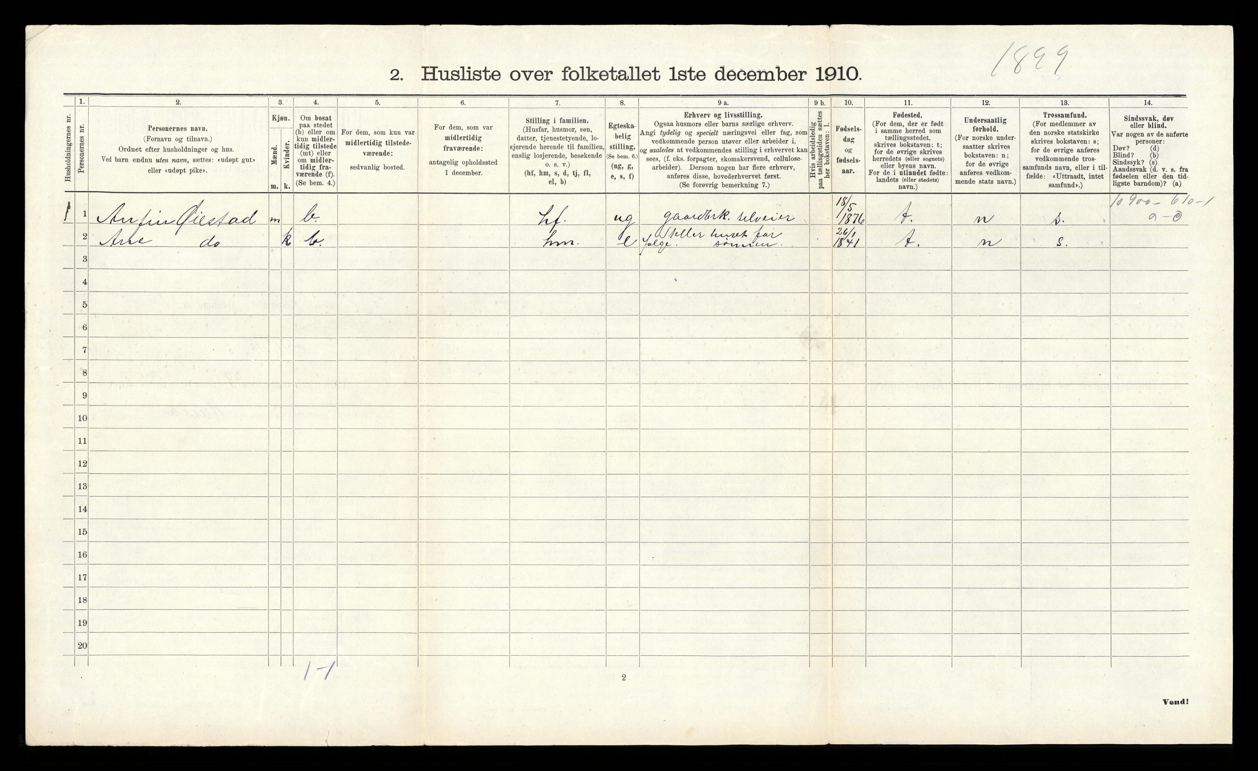 RA, Folketelling 1910 for 1123 Høyland herred, 1910, s. 709