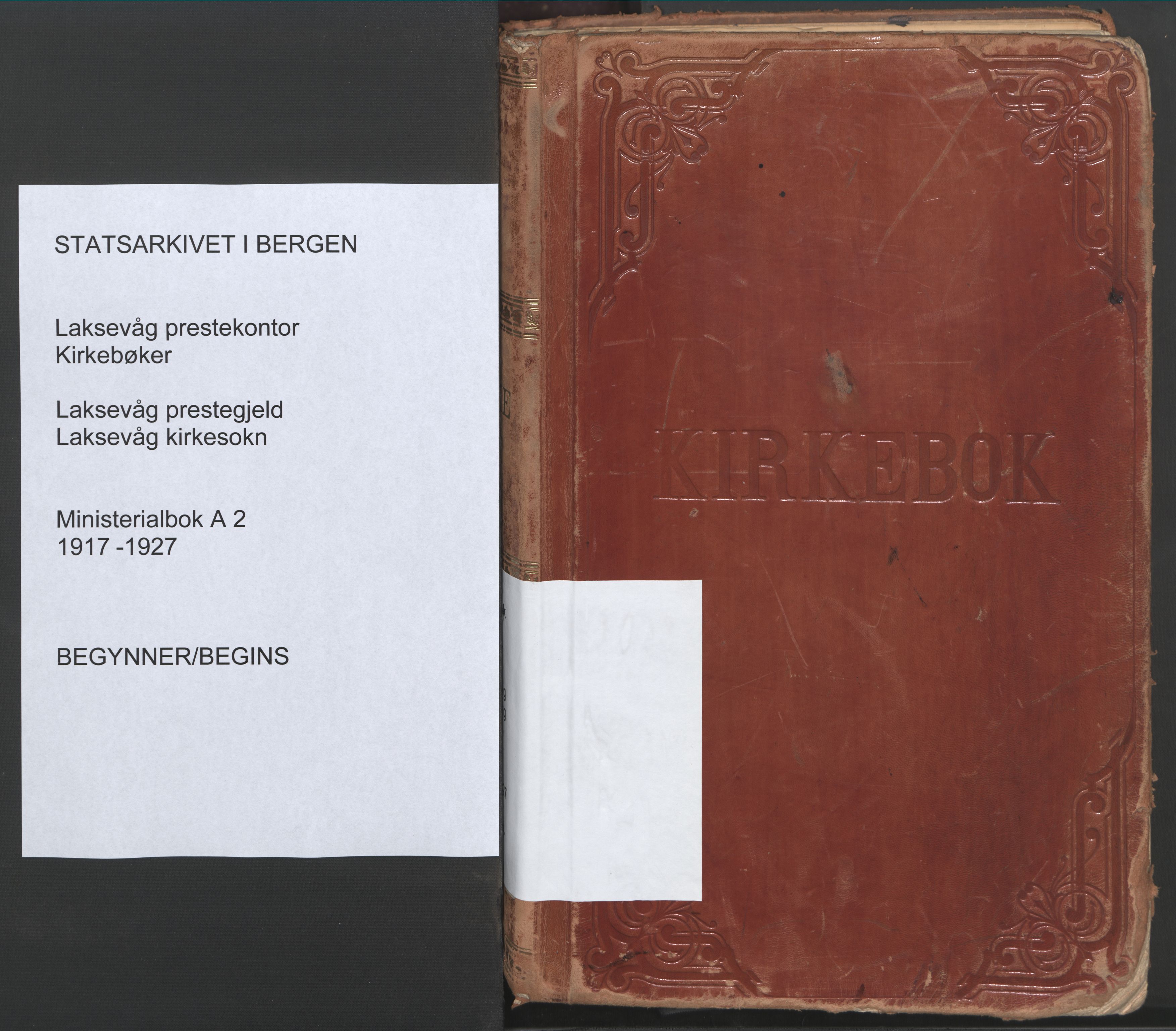Laksevåg Sokneprestembete, AV/SAB-A-76501/H/Ha/Haa/Haaa/L0002: Ministerialbok nr. A 2, 1917-1927