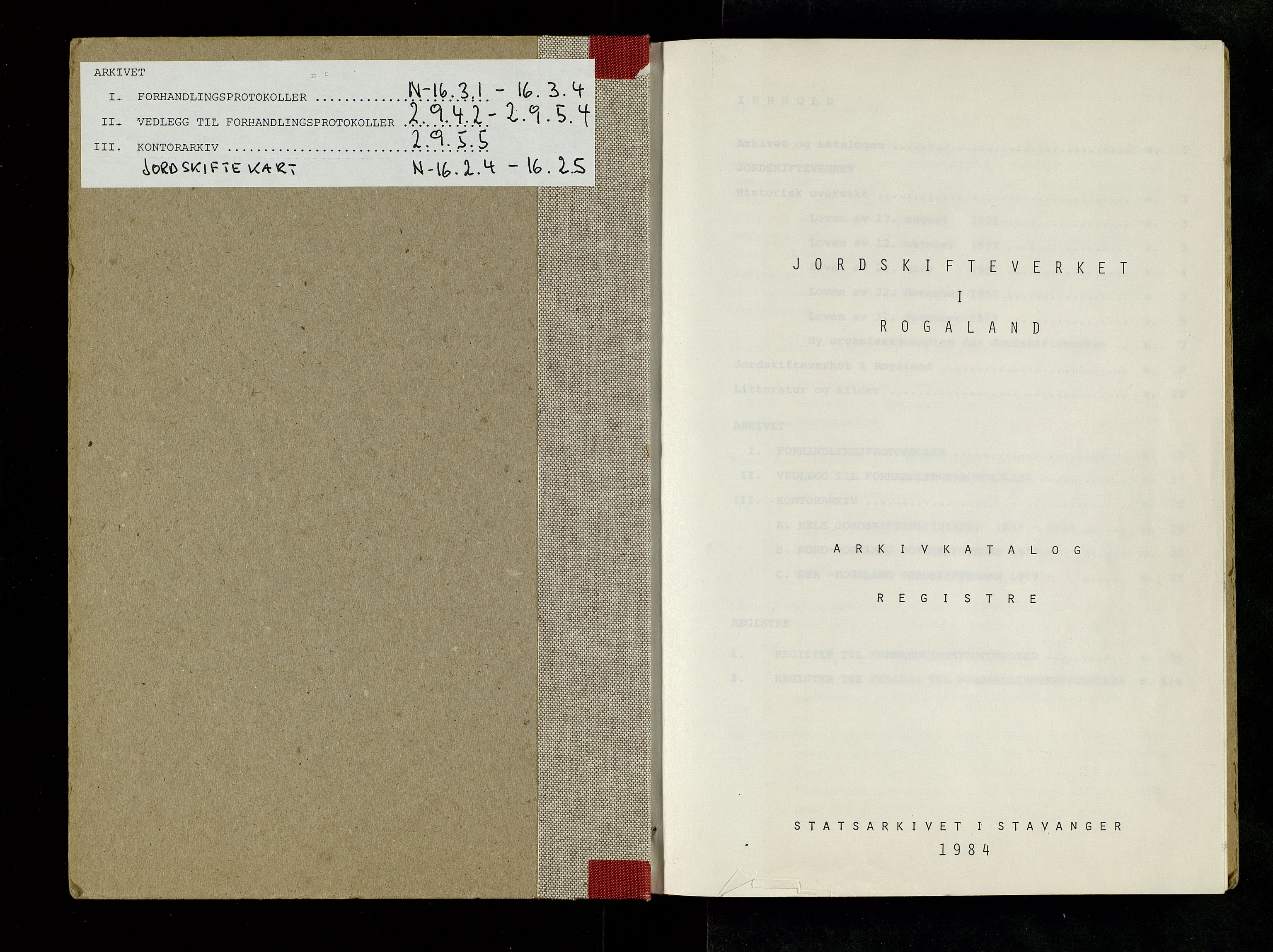 Rogaland jordskifterett, AV/SAST-A-102426/Oaa/L0001: Katalog og register, 1859-1974