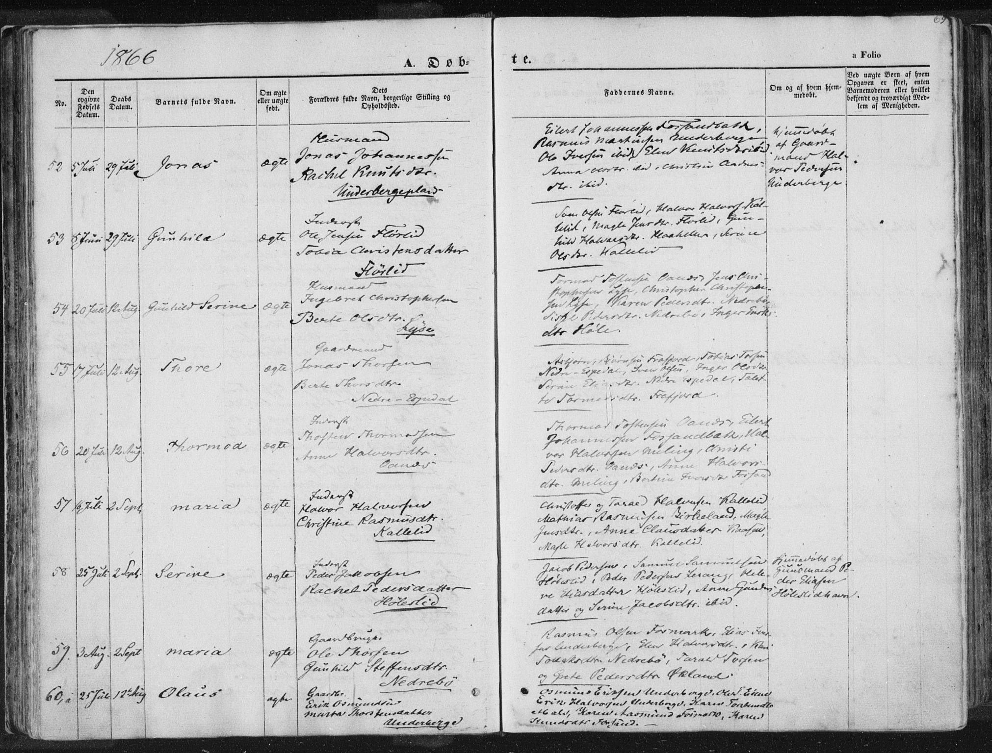 Høgsfjord sokneprestkontor, AV/SAST-A-101624/H/Ha/Haa/L0001: Ministerialbok nr. A 1, 1854-1875, s. 69