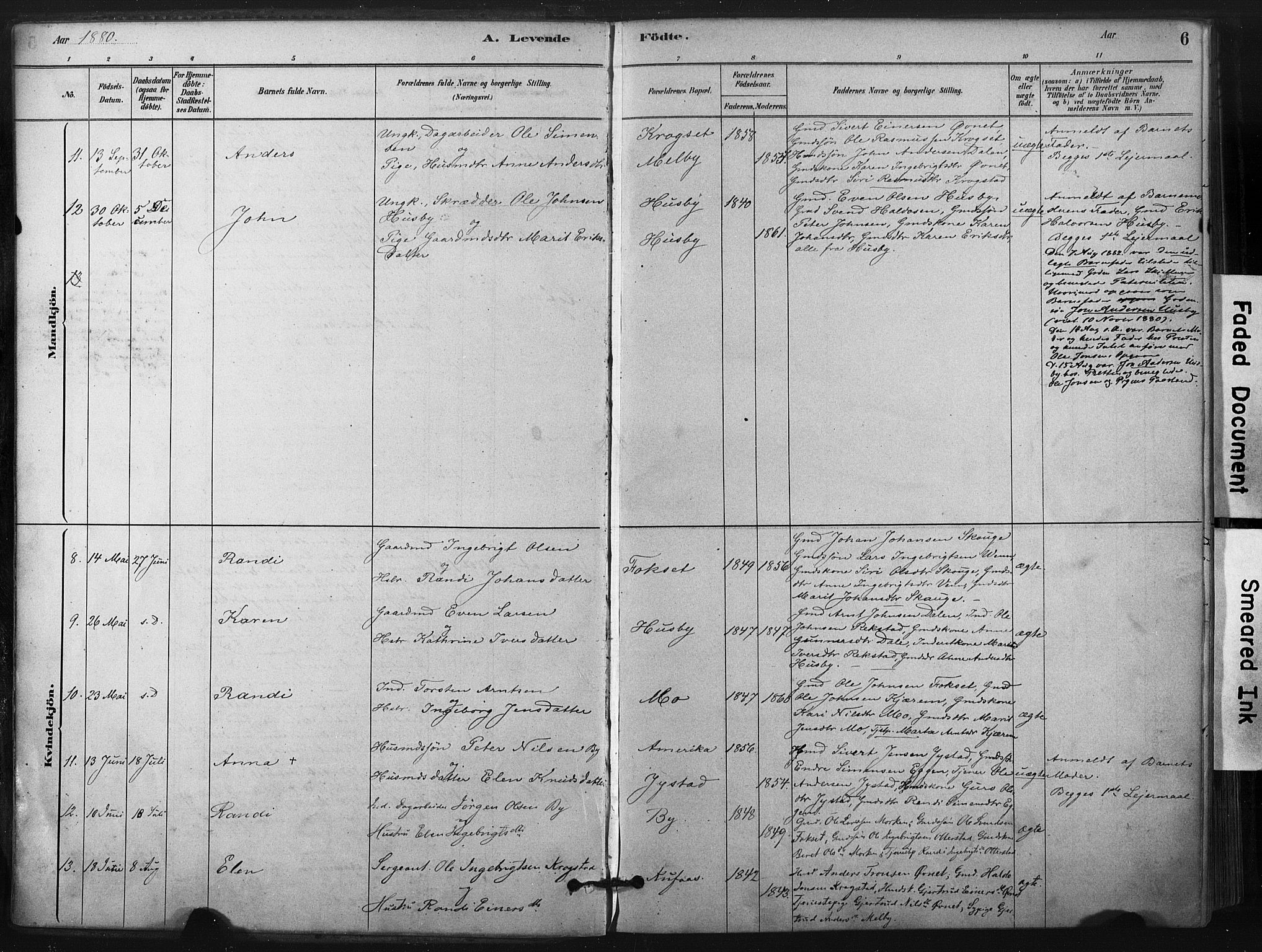 Ministerialprotokoller, klokkerbøker og fødselsregistre - Sør-Trøndelag, SAT/A-1456/667/L0795: Ministerialbok nr. 667A03, 1879-1907, s. 6