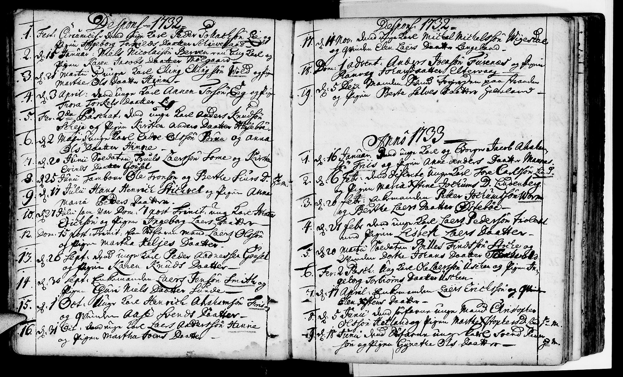 Domkirken sokneprestkontor, AV/SAST-A-101812/001/30/30BA/L0002: Ministerialbok nr. A 2 /1, 1727-1738