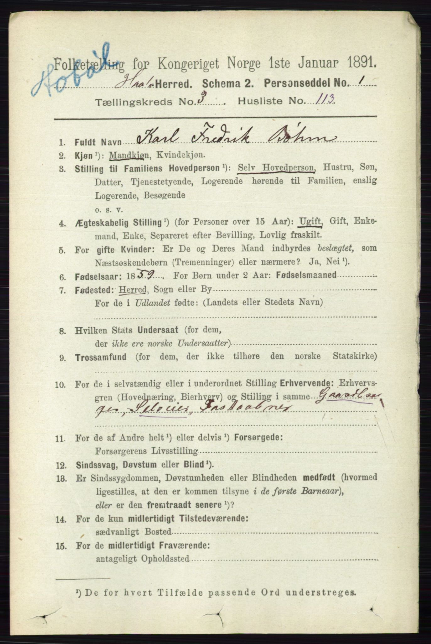 RA, Folketelling 1891 for 0138 Hobøl herred, 1891, s. 2297
