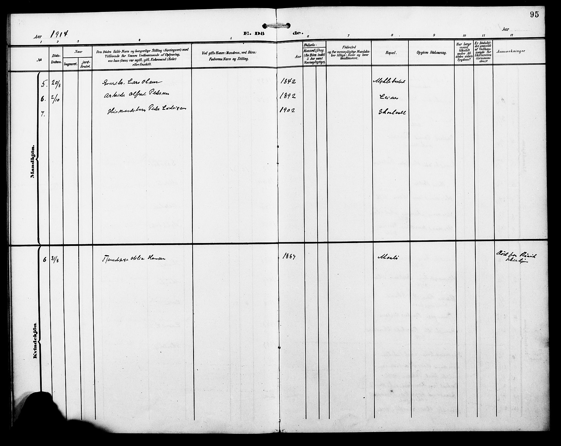 Ministerialprotokoller, klokkerbøker og fødselsregistre - Nordland, AV/SAT-A-1459/857/L0829: Klokkerbok nr. 857C04, 1906-1916, s. 95