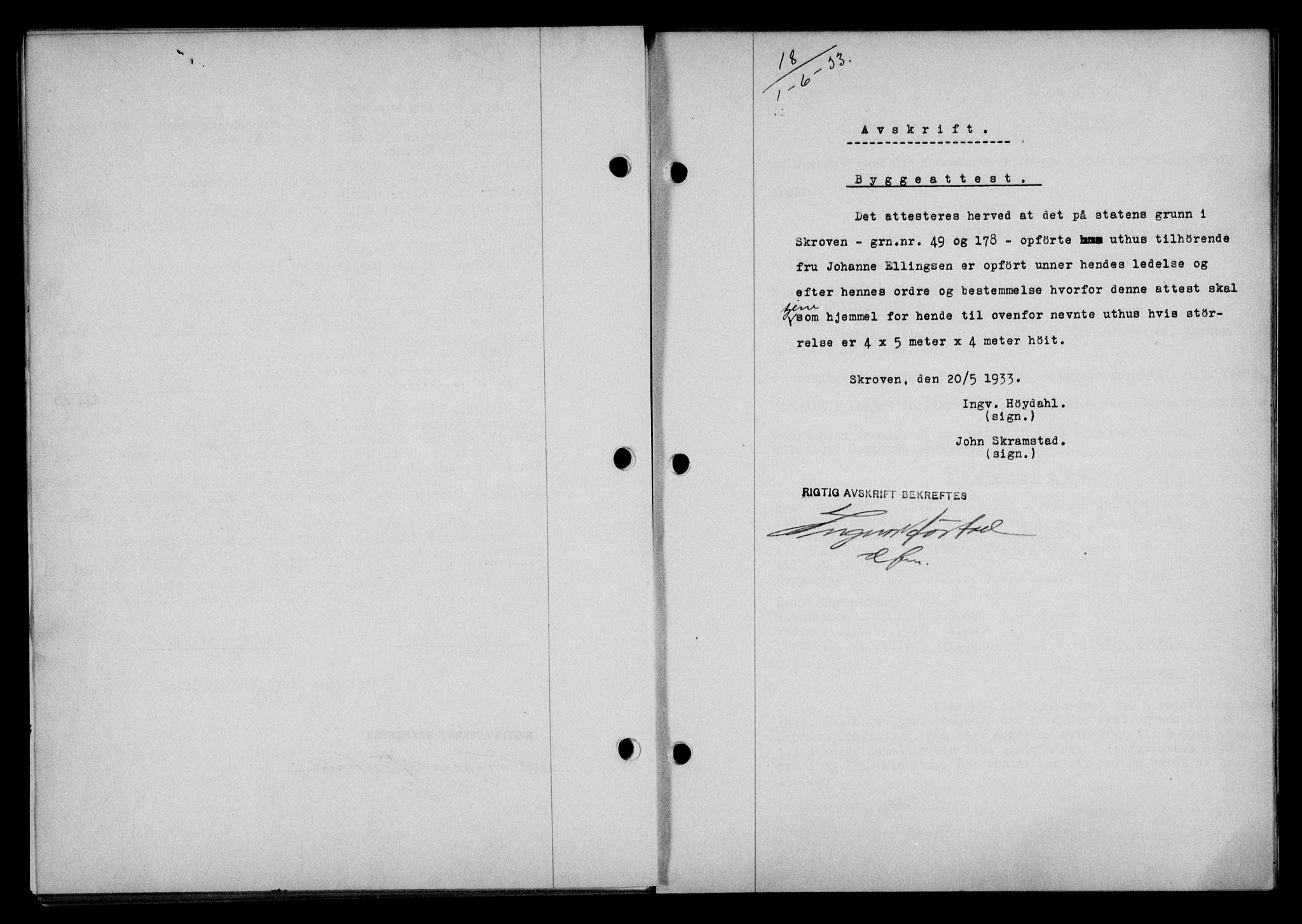 Lofoten sorenskriveri, SAT/A-0017/1/2/2C/L0027b: Pantebok nr. 27b, 1933-1933, Tingl.dato: 01.06.1933