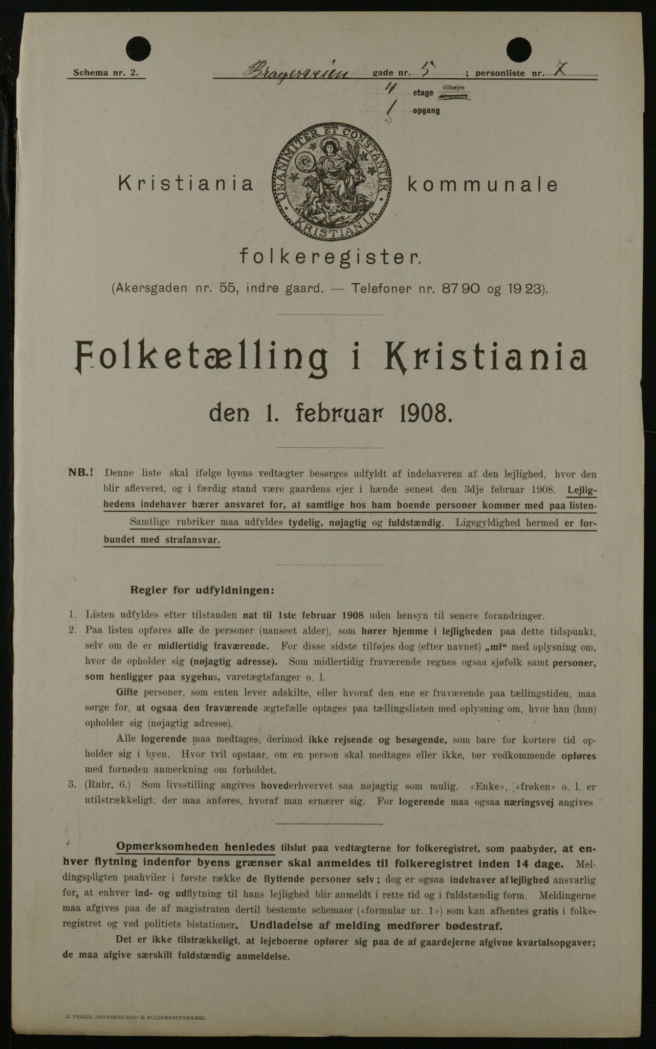 OBA, Kommunal folketelling 1.2.1908 for Kristiania kjøpstad, 1908, s. 7841