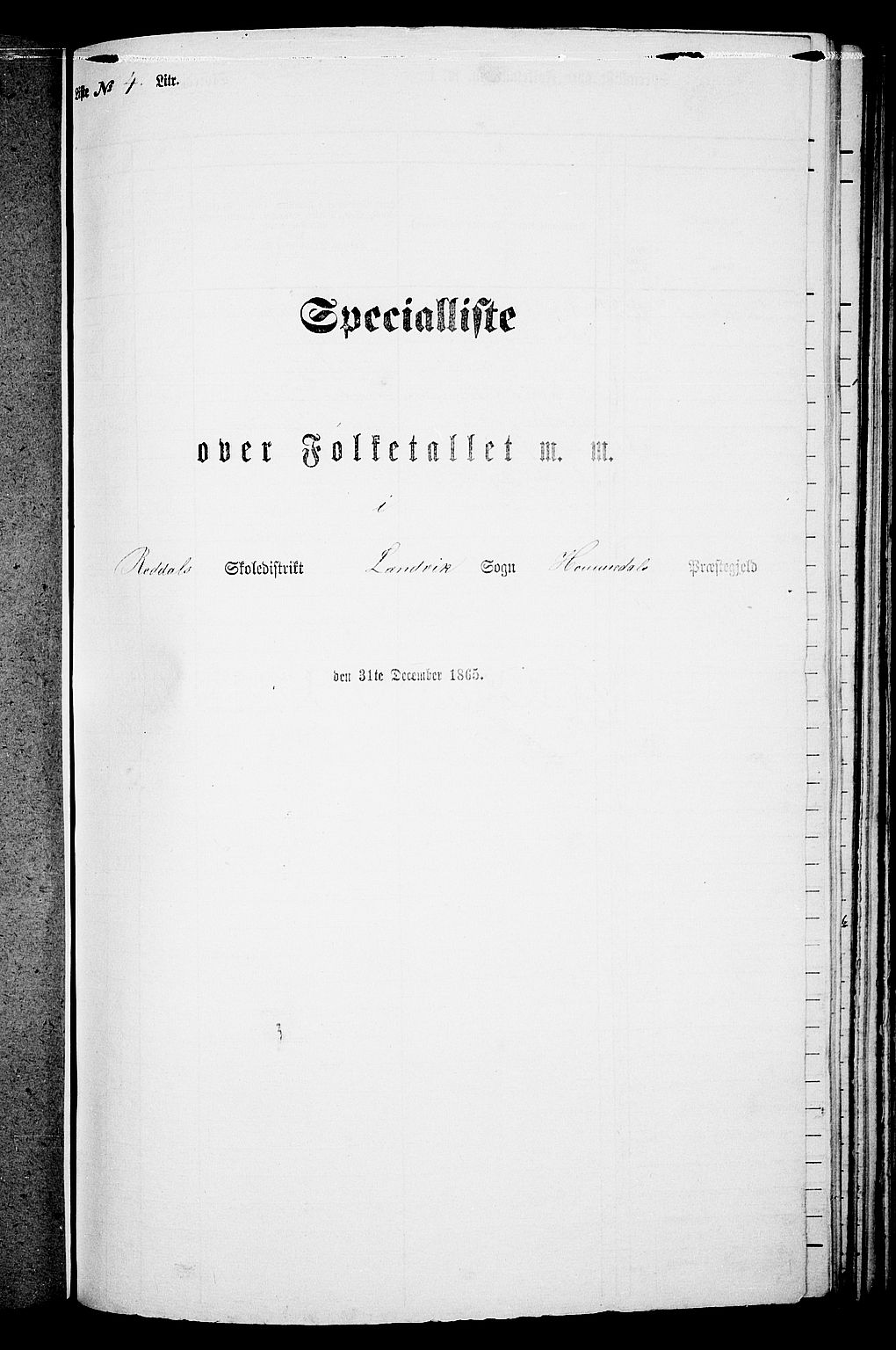 RA, Folketelling 1865 for 0924P Homedal prestegjeld, 1865, s. 98