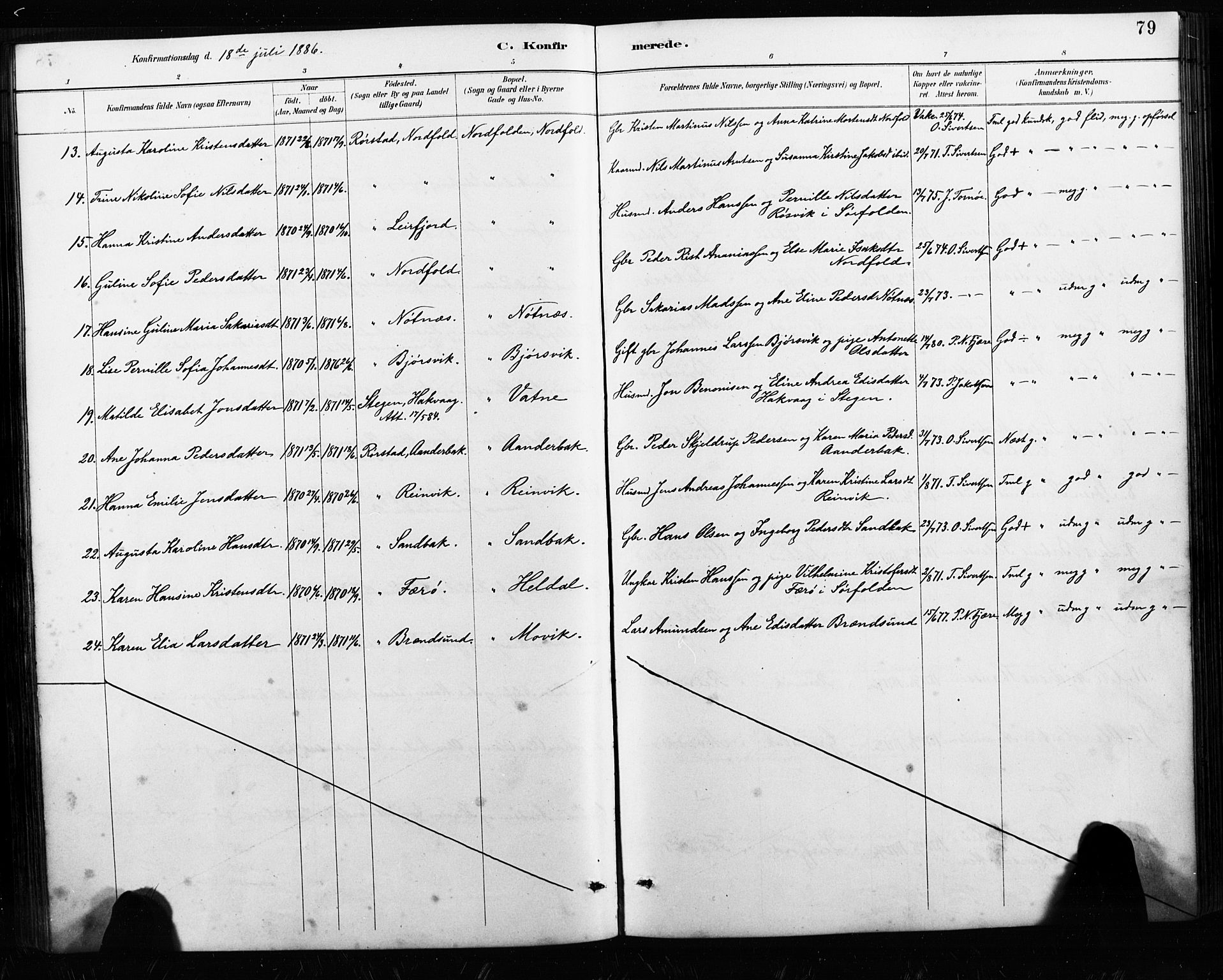 Ministerialprotokoller, klokkerbøker og fødselsregistre - Nordland, AV/SAT-A-1459/858/L0834: Klokkerbok nr. 858C01, 1884-1904, s. 79