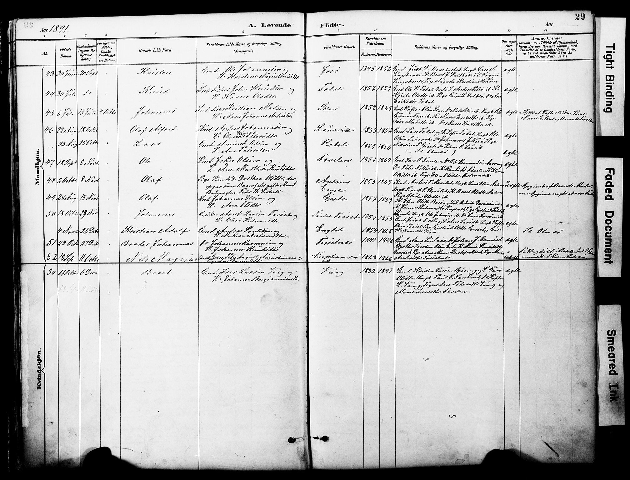 Ministerialprotokoller, klokkerbøker og fødselsregistre - Møre og Romsdal, AV/SAT-A-1454/578/L0907: Ministerialbok nr. 578A06, 1887-1904, s. 29